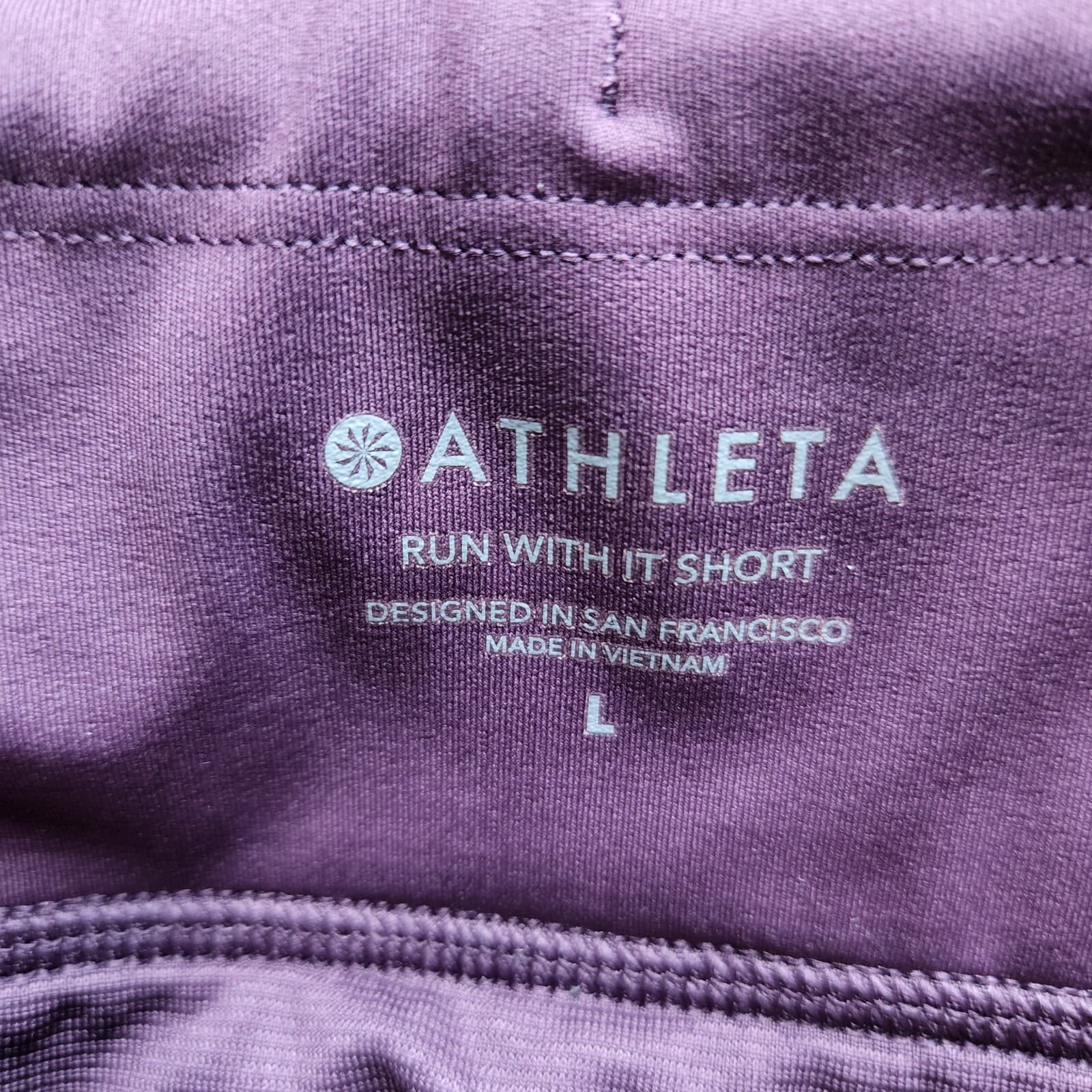 Athleta Run With It Piping Shorts Zip-Pocket Drawstring Purple Women Sz.L - Thumbnail 7