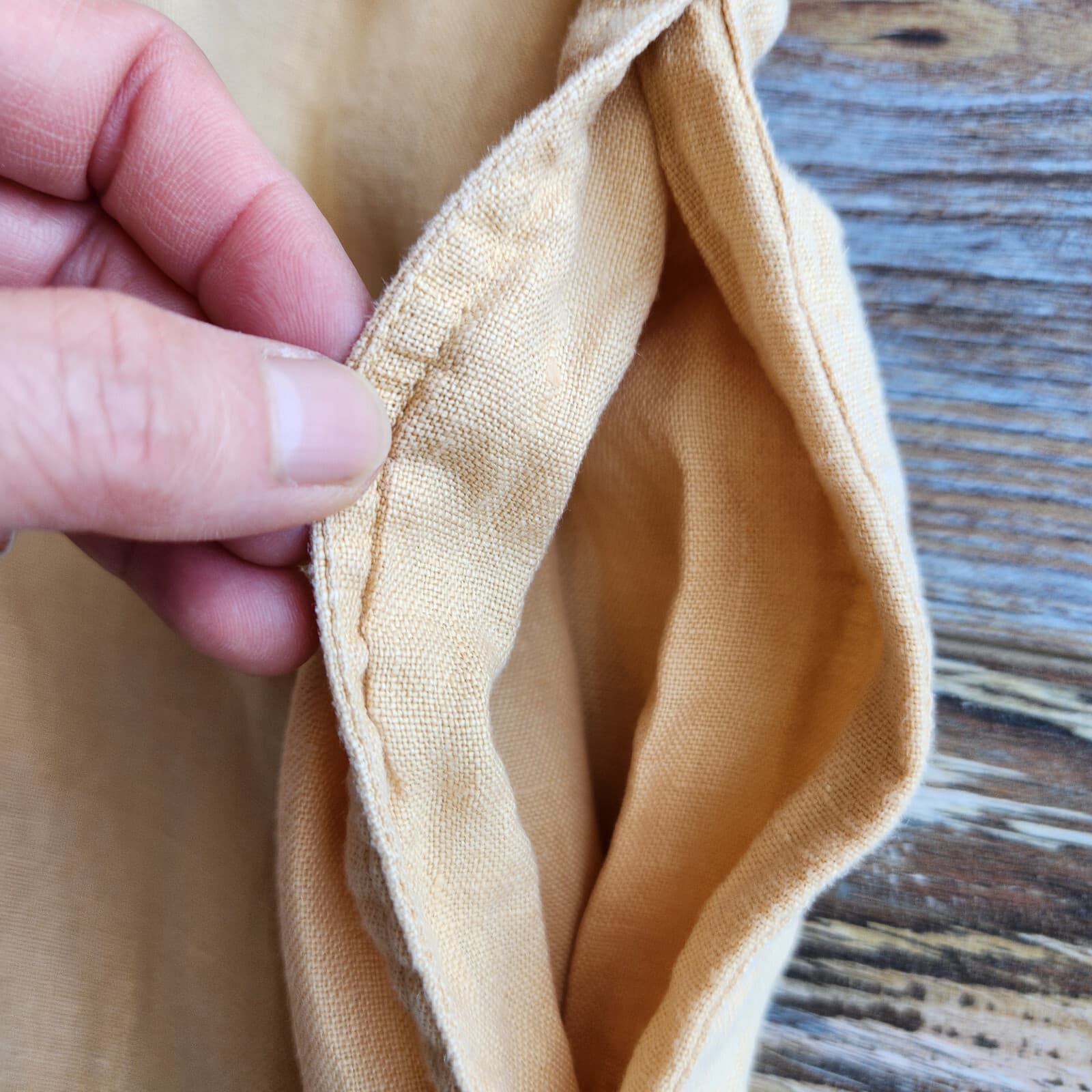 Vintage AKA Eddie Bauer Linen Hooded Jacket Button Pocket Tie-Waist Yellow Sz.XL - Thumbnail 6