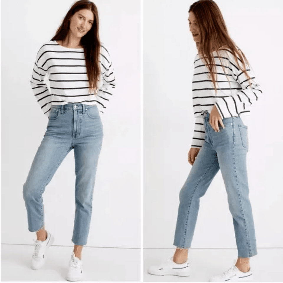 NWT Madewell $128 The Perfect Vintage Mom Jean in Ellicott Wash Raw Hem Sz.26 - Thumbnail 3