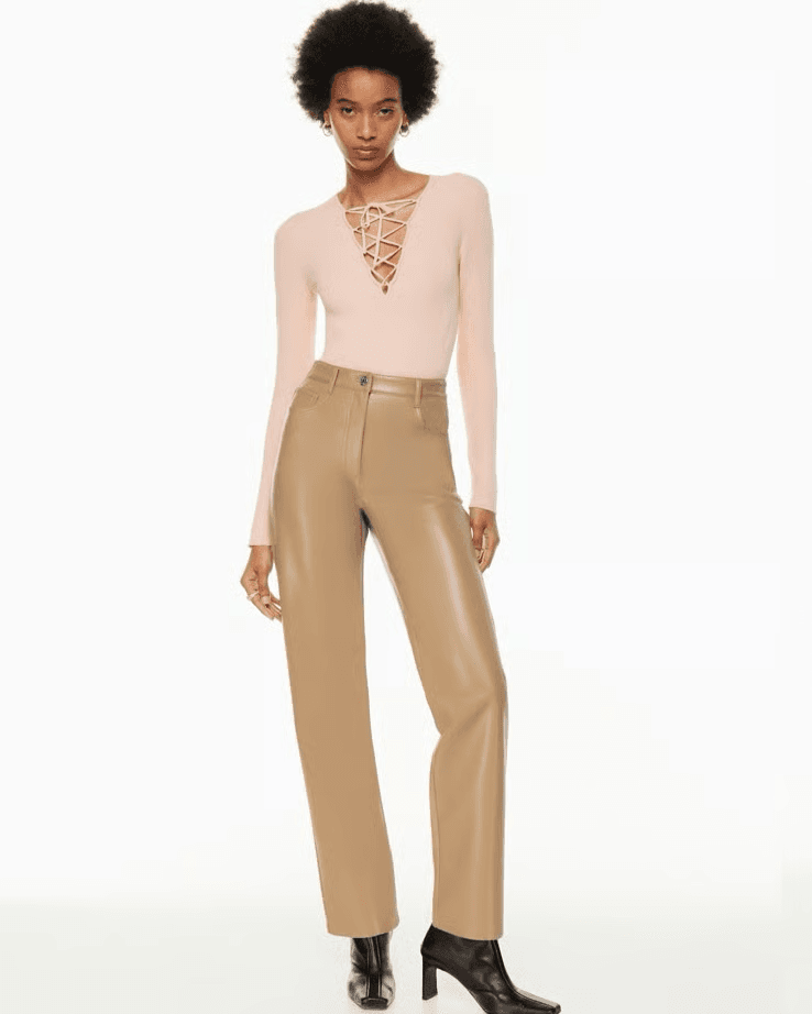 Aritzia Wilfred The Melina Vegan Leather Straight Leg Pants Cream Women's 4 - Thumbnail 8