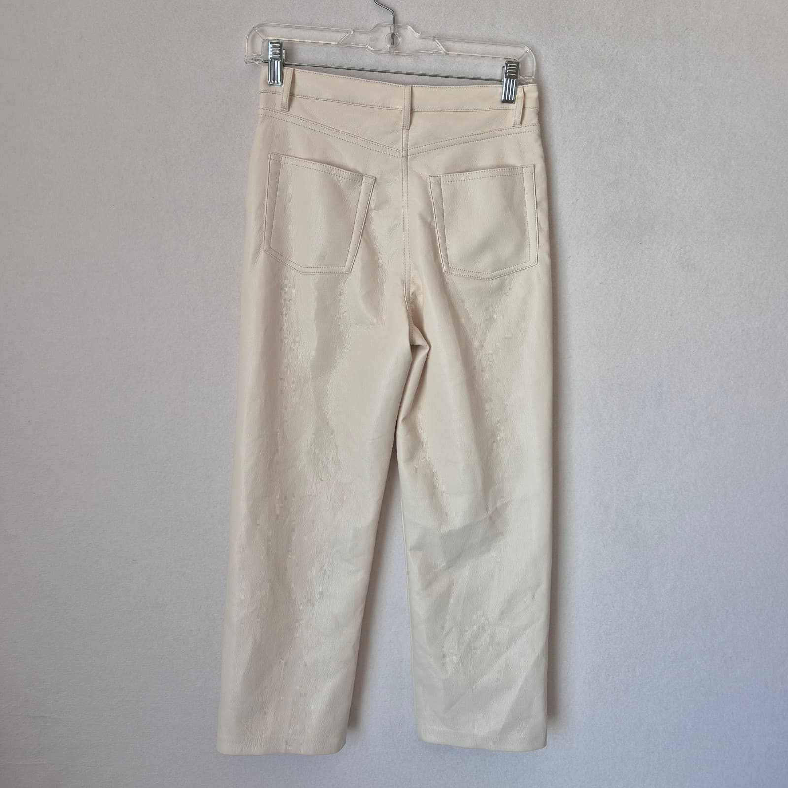 Aritzia Wilfred The Melina Vegan Leather Straight Leg Pants Cream Women's 4 - Thumbnail 4