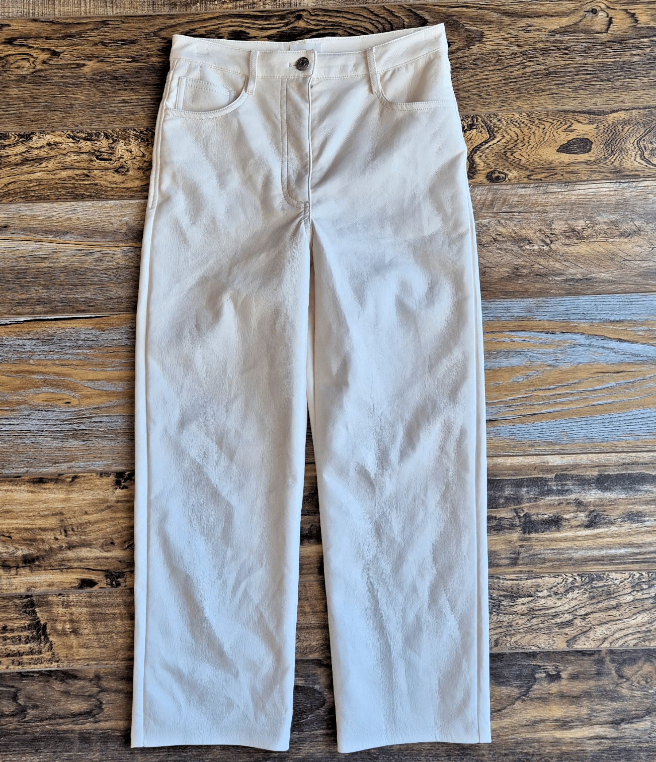 Aritzia Wilfred The Melina Vegan Leather Straight Leg Pants Cream Women's 4
