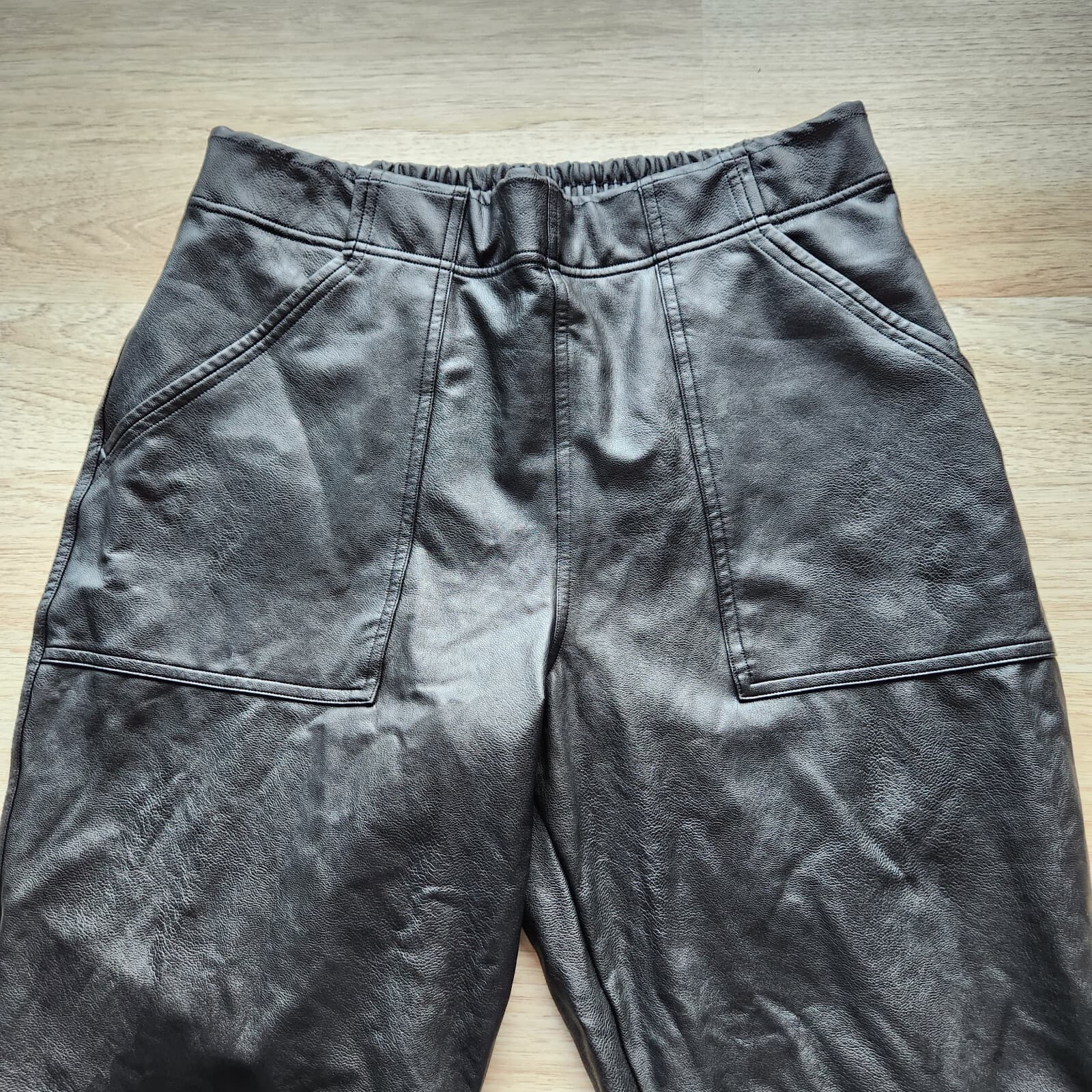 SPANX Faux Leather Jogger Pants Pull-On Elastic Waist Pocket Black Women's XL - Thumbnail 7