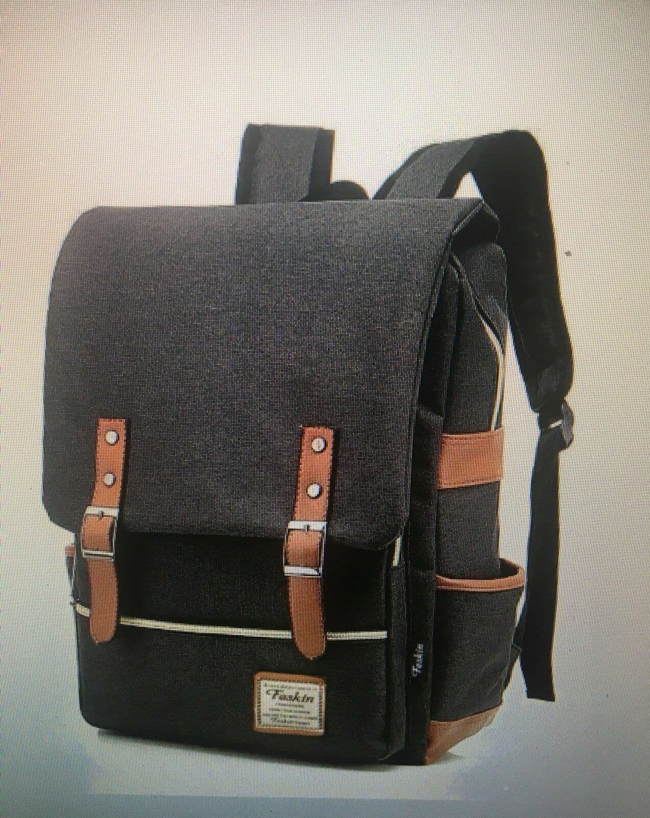 Feskin Unisex Professional Slim Rucksack Travel Business Laptop Canvas Backpack