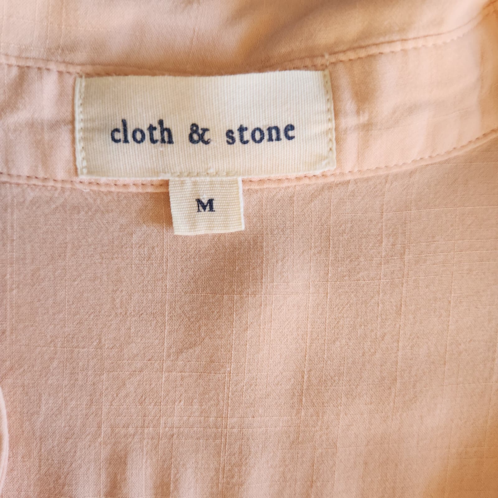 Cloth & Stone Button-Up Tunic Shirt Pocket Long Sleeve Rayon Peach-Orange Sz.M - Thumbnail 7