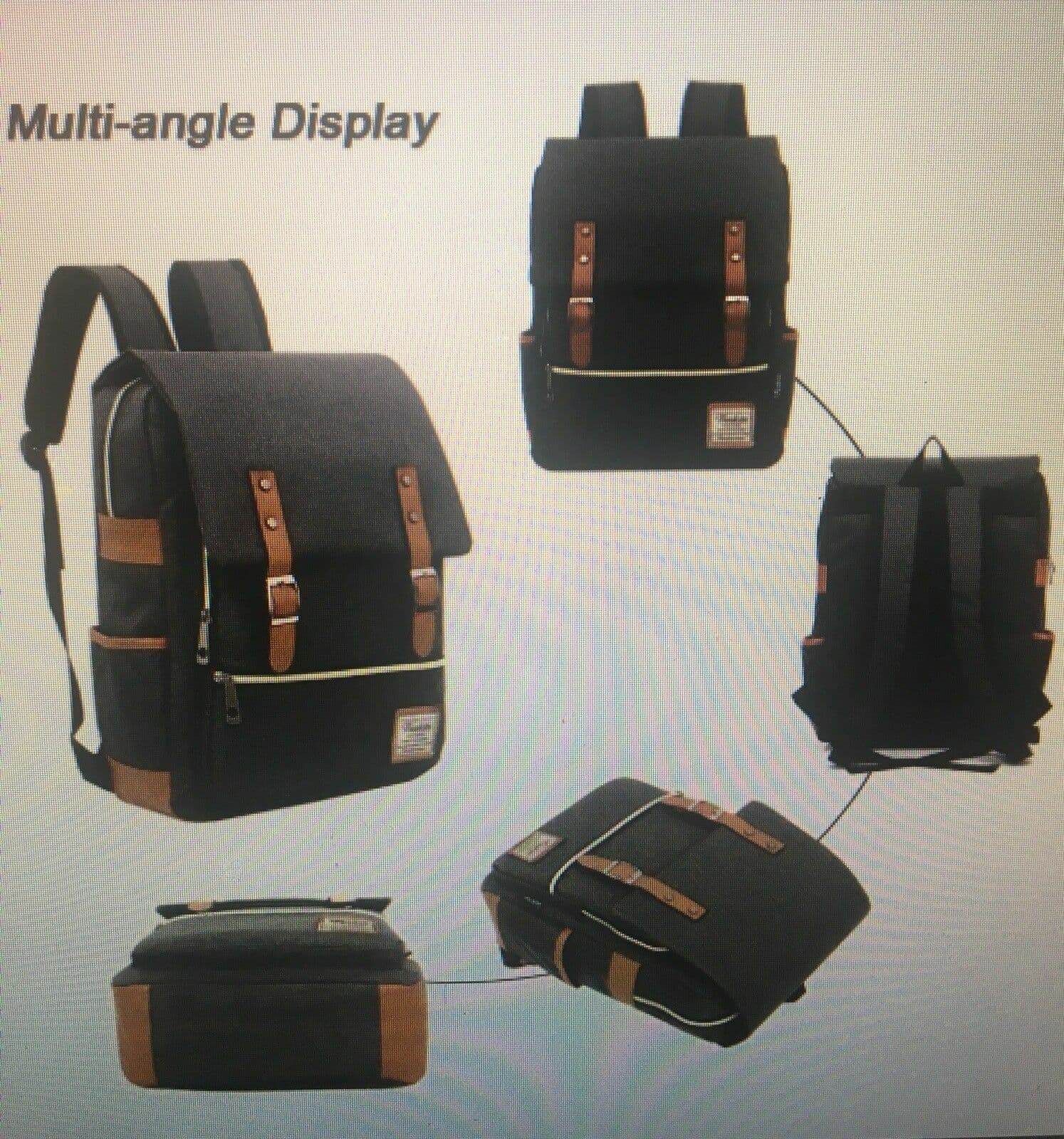 Feskin Unisex Professional Slim Rucksack Travel Business Laptop Canvas Backpack - Thumbnail 4