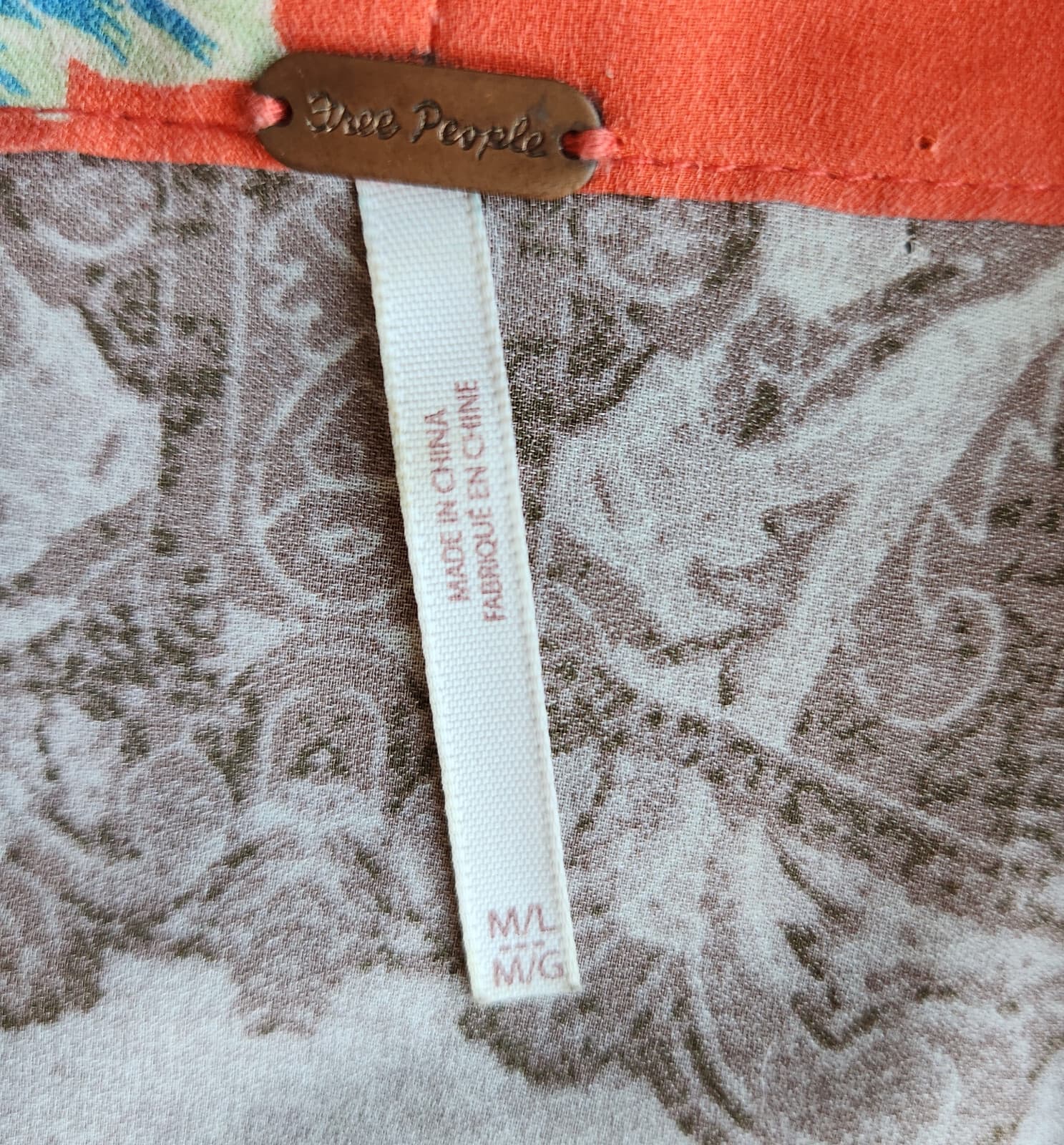 Free People Wildflower Kimono Zip-Up Jacket Pocket Cinch Tie Chiffon Orange Sz.M - Thumbnail 13