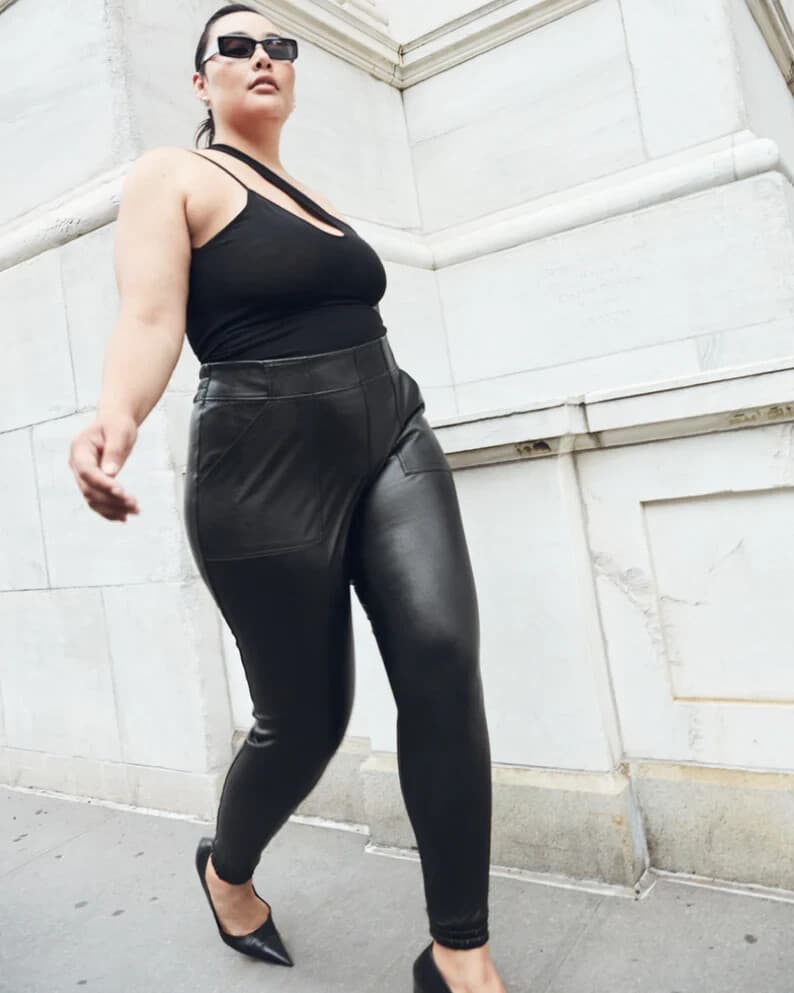 SPANX Faux Leather Jogger Pants Pull-On Elastic Waist Pocket Black Women's XL - Thumbnail 8