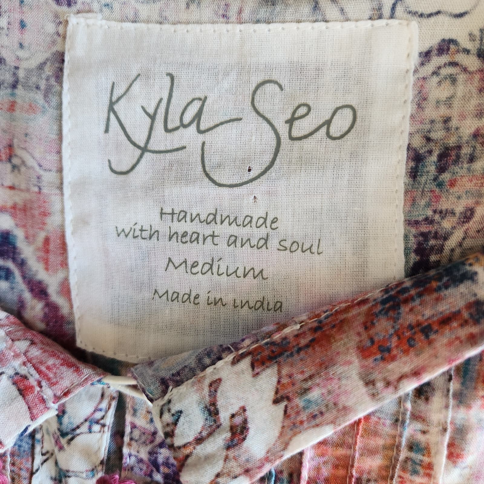 Kyla Seo Floral Peasant Tassel Boho Pintuck Top Long Sleeve Multicolor Women's M - Thumbnail 8