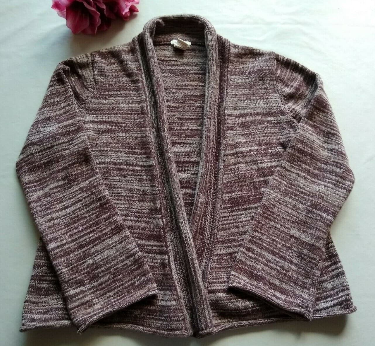 Sundance Women 100%Cotton Knit Open Cardigan Sweater Brown Sz.L