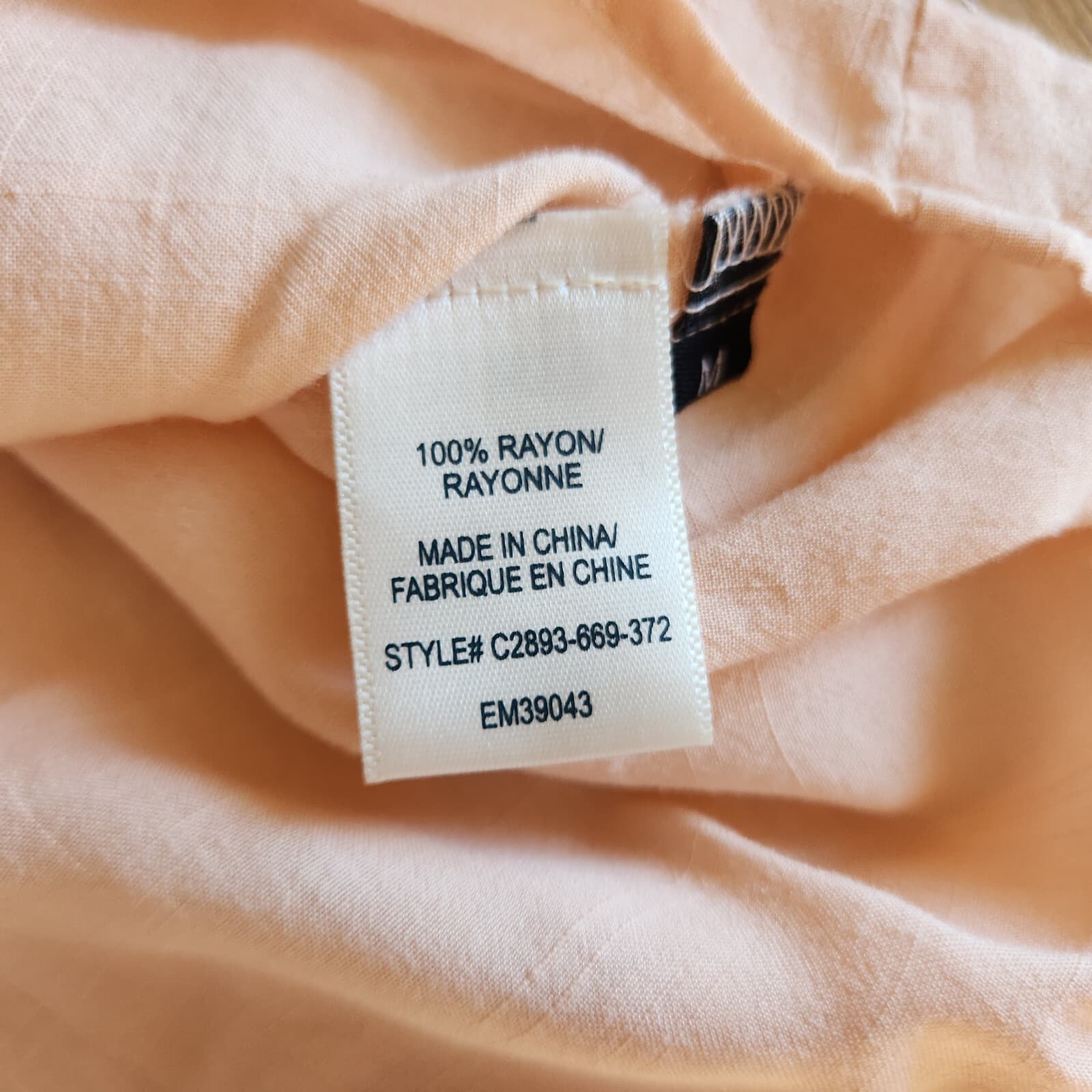 Cloth & Stone Button-Up Tunic Shirt Pocket Long Sleeve Rayon Peach-Orange Sz.M - Thumbnail 8
