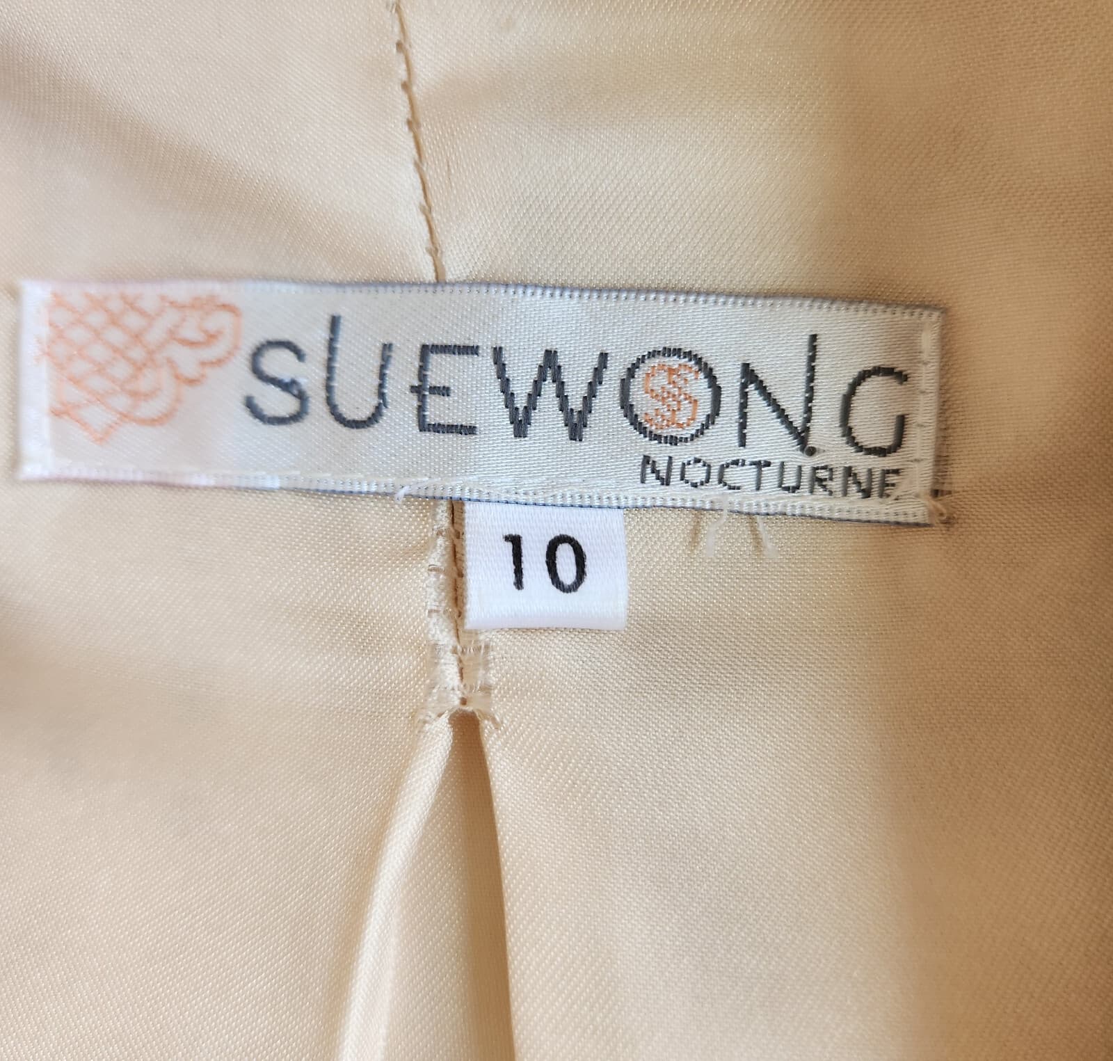 Sue Wong Nocturne Lace Ribbon Formal Elegant Long Jacket Coat Button Beige Sz.10 - Thumbnail 11