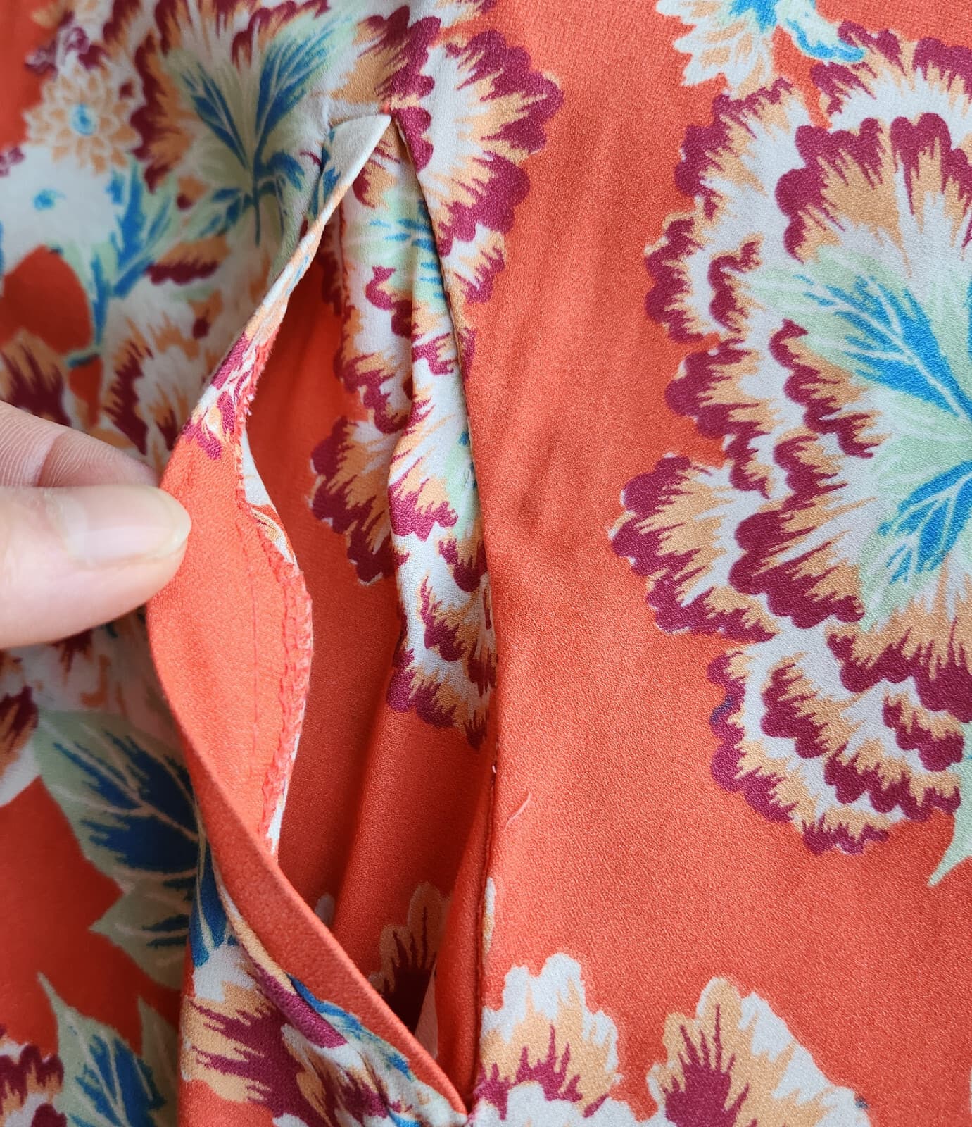 Free People Wildflower Kimono Zip-Up Jacket Pocket Cinch Tie Chiffon Orange Sz.M - Thumbnail 12