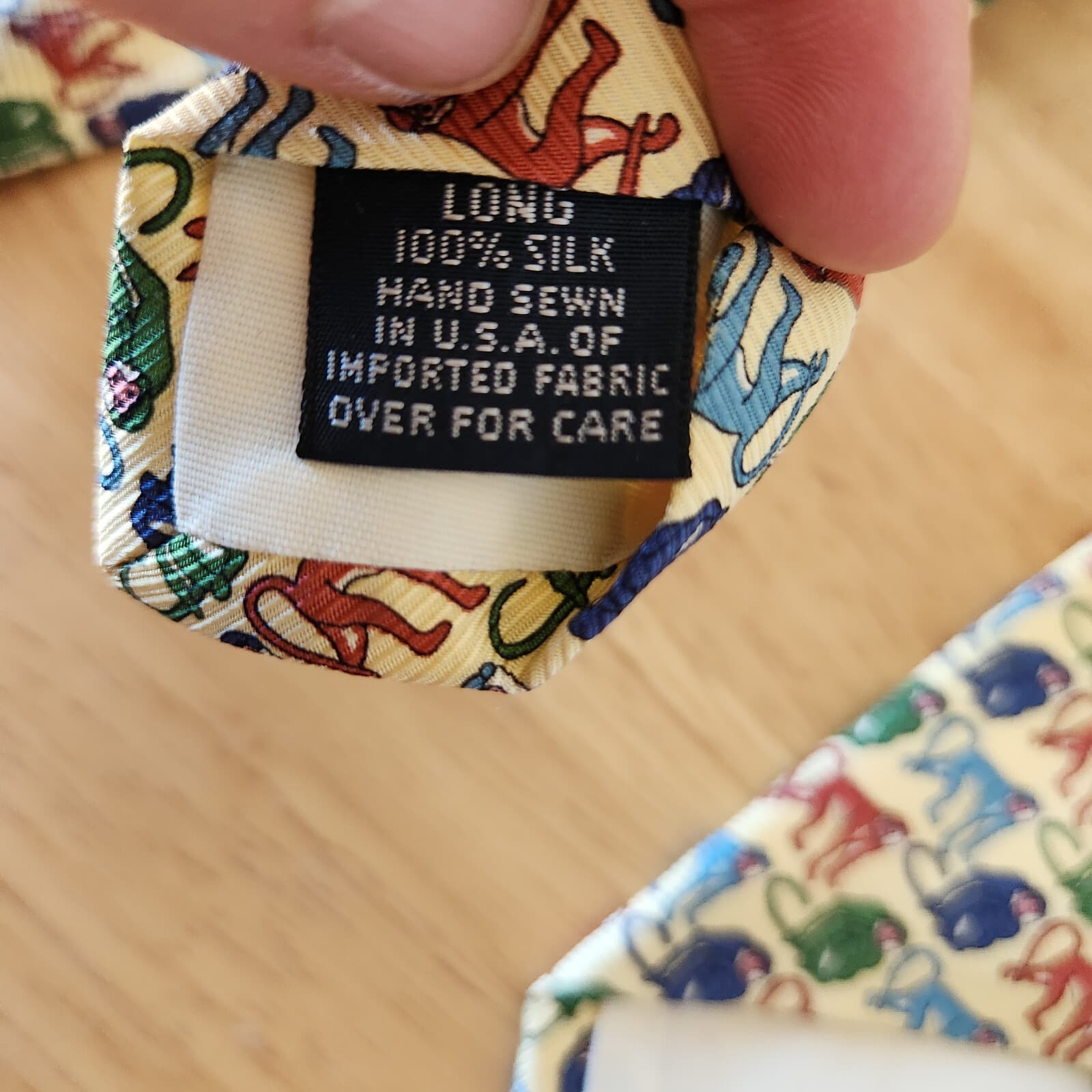 Lands' End Silk Hand Sewn In USA Monkey Printed Neck Tie Multicolor Long 62" - Thumbnail 5