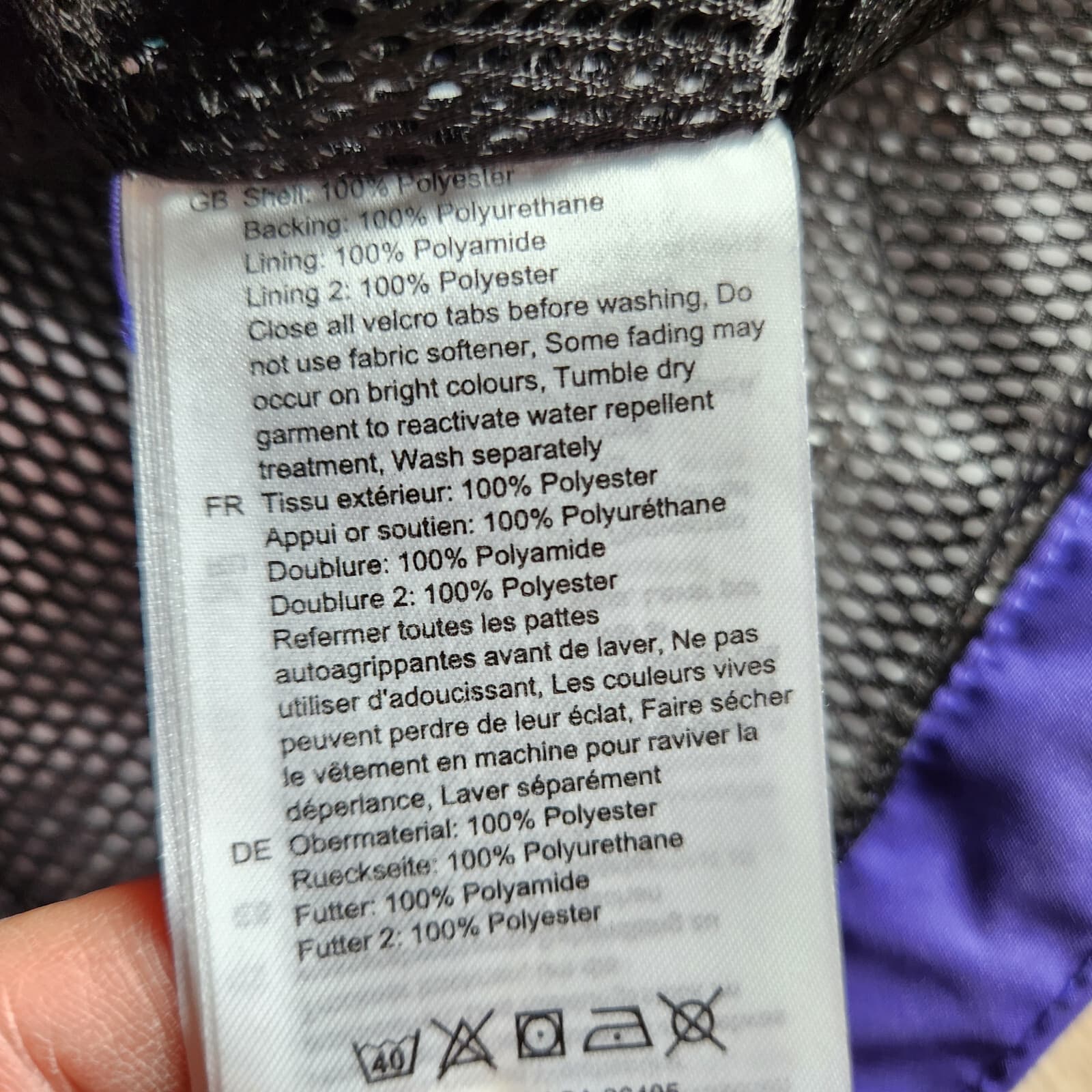 EUC Helly Hansen Helly Tech Protection Windbreak Rain Jacket Purple Kid's 176/16 - Thumbnail 9