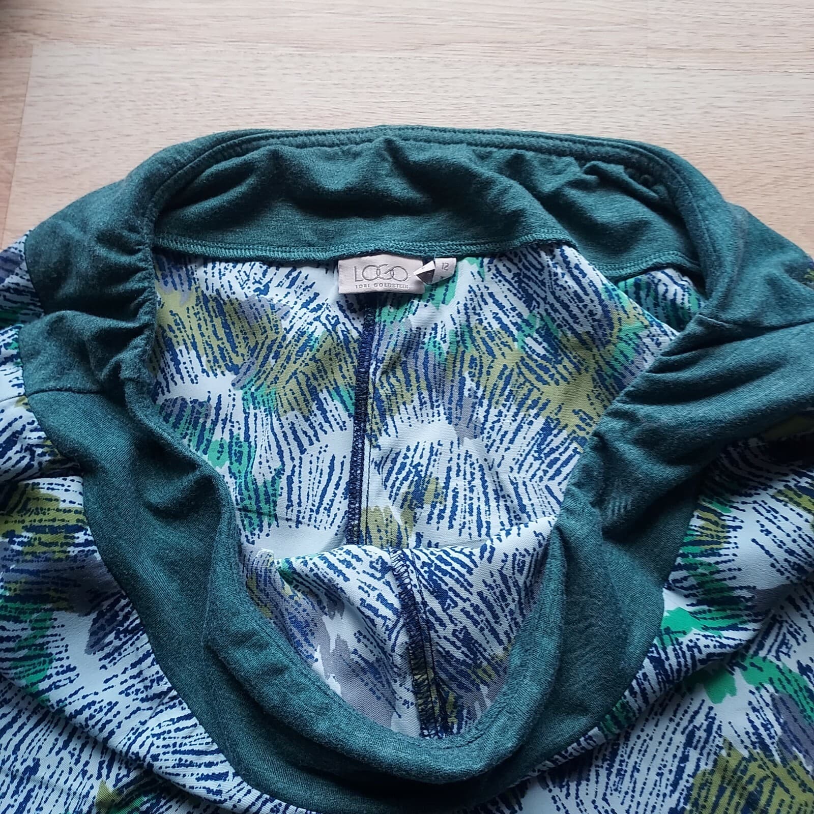Logo Lori Goldstein Abstract Printed Crop Pants Elastic Waist Pocket Green Sz.12 - Thumbnail 3