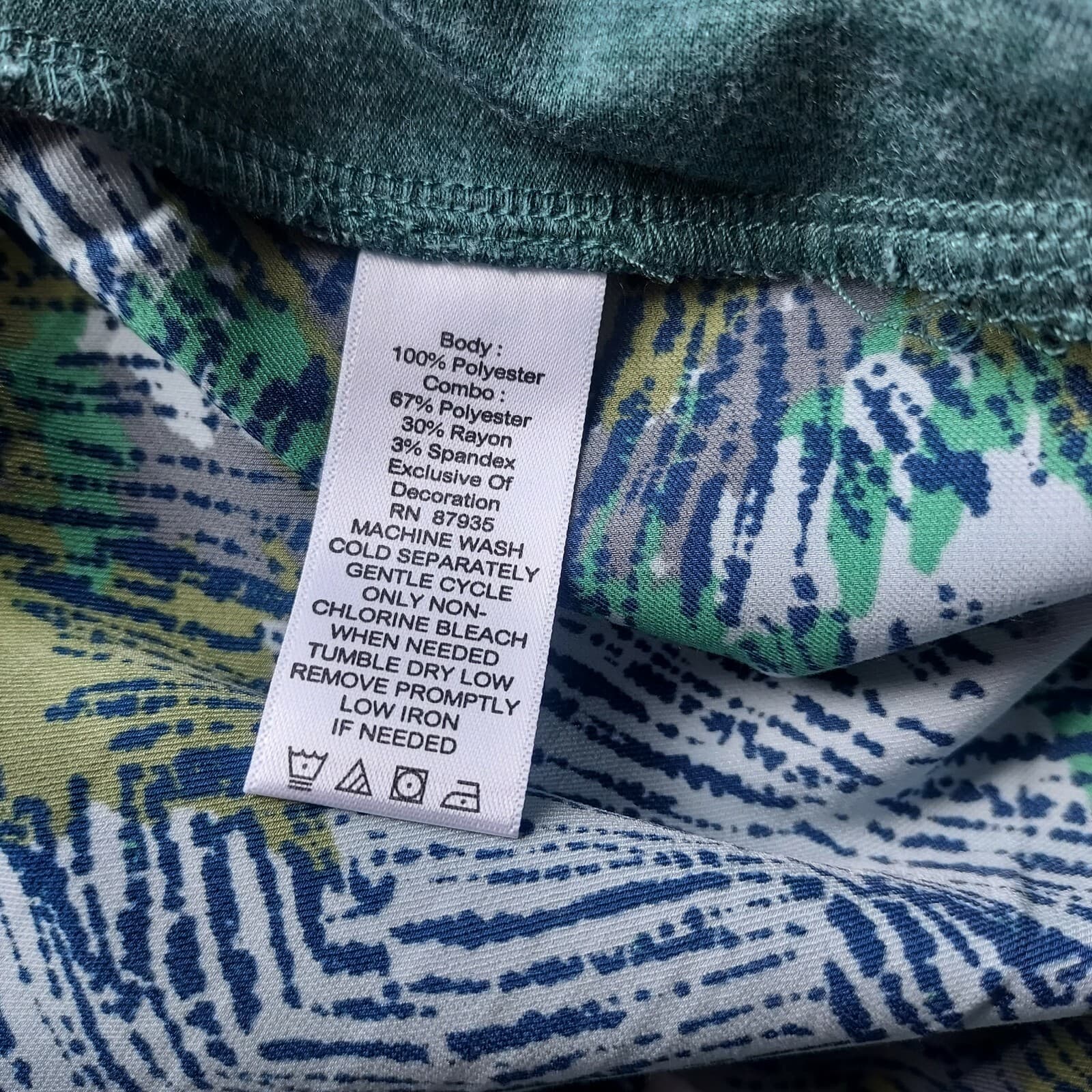 Logo Lori Goldstein Abstract Printed Crop Pants Elastic Waist Pocket Green Sz.12 - Thumbnail 7