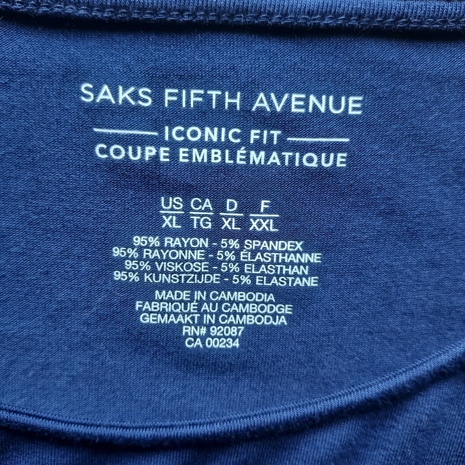 Saks Fifth Avenue Iconic Fit Tunic Top T-Shirt Long Sleeve Navy Blue Women XL - Thumbnail 6