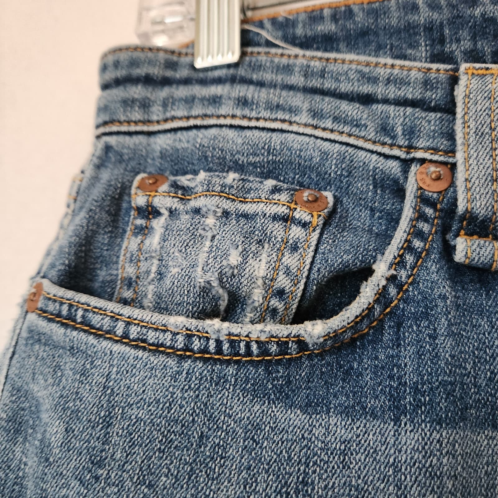 Rag & Bone Dre Low-Rise Slim Boyfriend Jeans Distressed Raw Hem Blue Women's 26 - Thumbnail 5