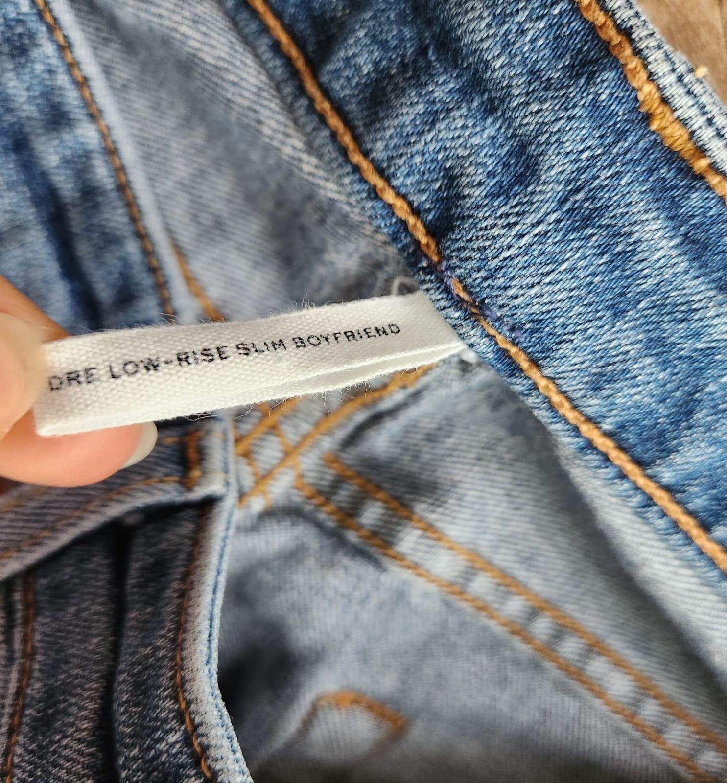 Rag & Bone Dre Low-Rise Slim Boyfriend Jeans Distressed Raw Hem Blue Women's 26 - Thumbnail 11