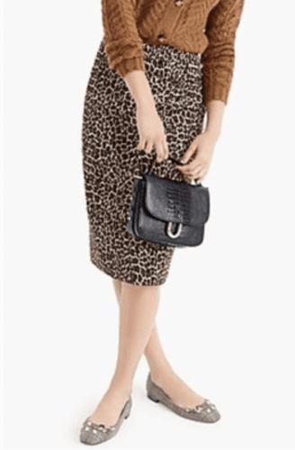 J.Crew 100% Linen Leopard No.2 Pencil Mini Skirt Zip Lined Brown Women Size 2 - Thumbnail 3