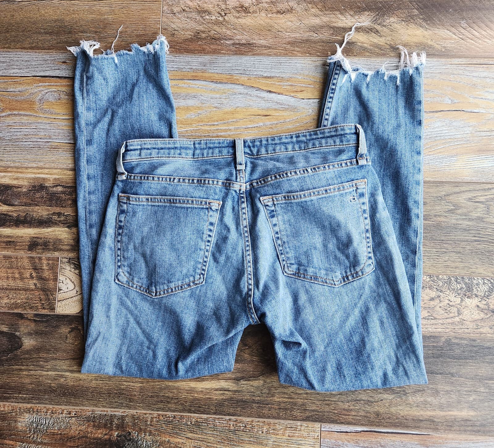 Rag & Bone Dre Low-Rise Slim Boyfriend Jeans Distressed Raw Hem Blue Women's 26 - Thumbnail 9