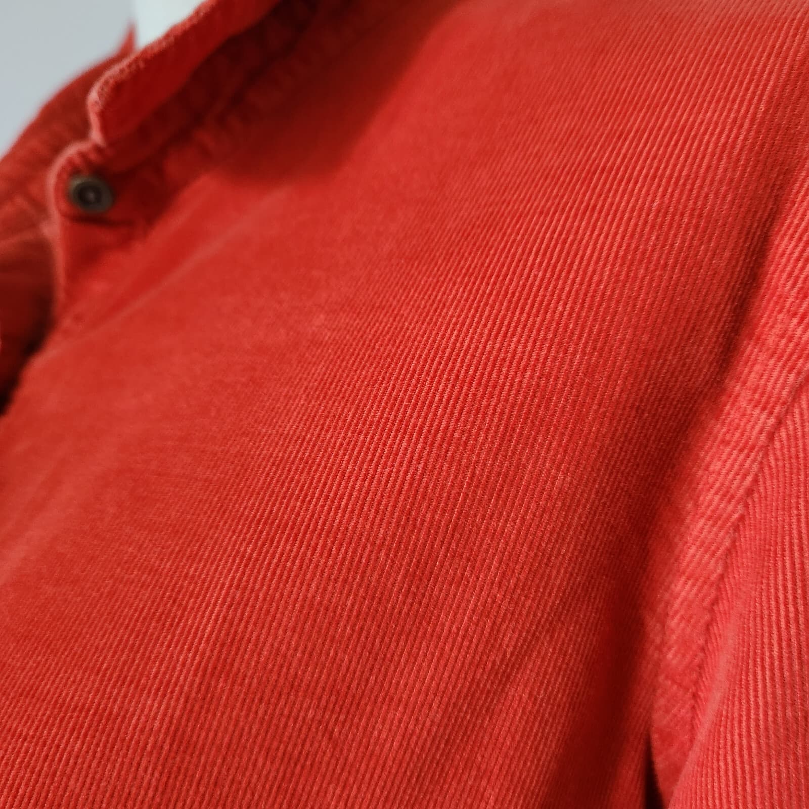 J.Jill Corduroy Button-Down Shirt Long Sleeve Orange-Red 100% Cotton Women's LP - Thumbnail 4