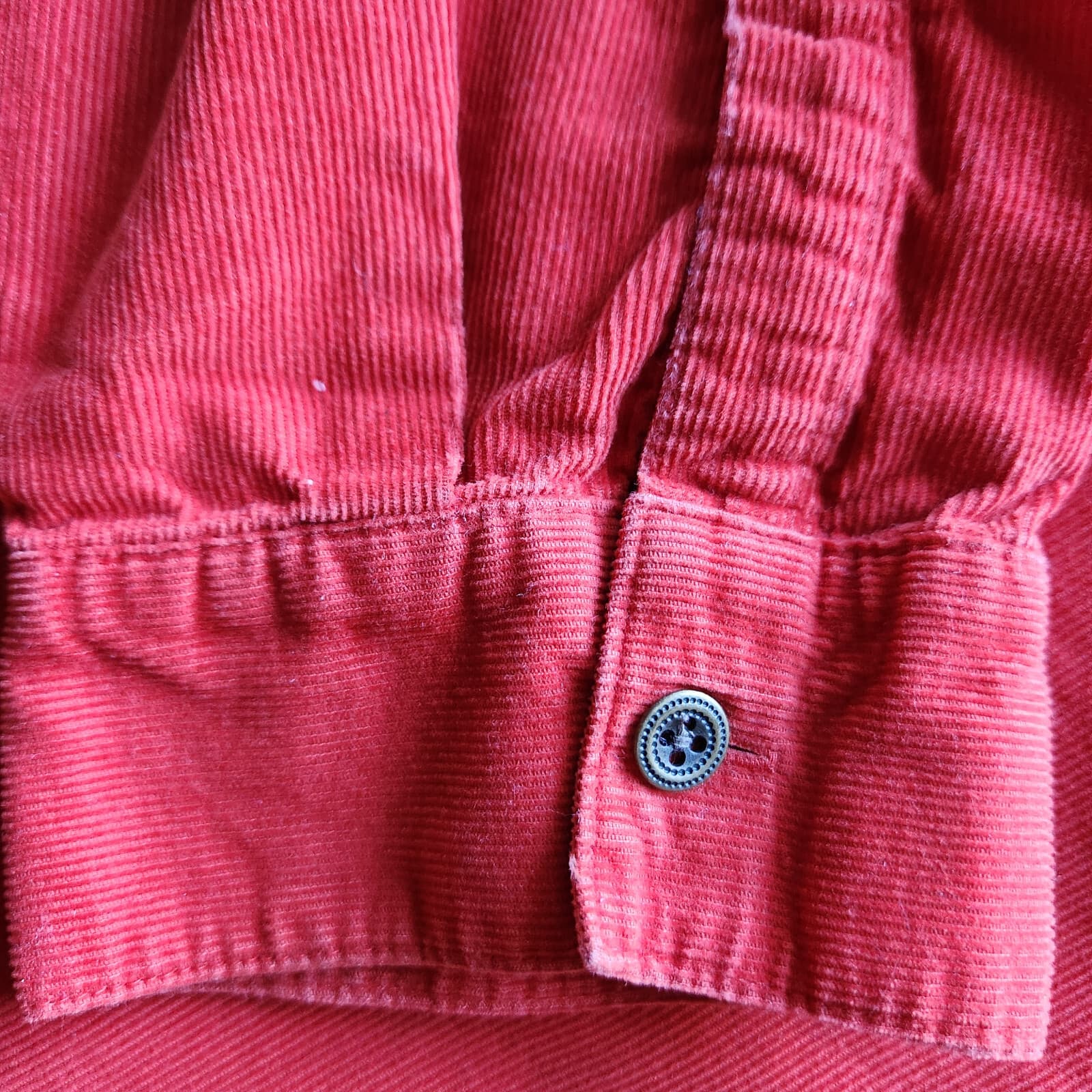 J.Jill Corduroy Button-Down Shirt Long Sleeve Orange-Red 100% Cotton Women's LP - Thumbnail 6