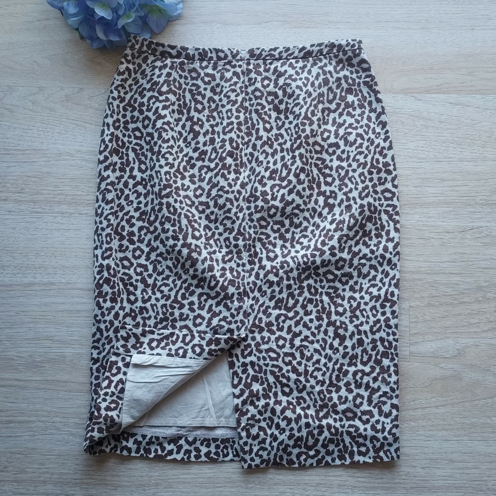 J.Crew 100% Linen Leopard No.2 Pencil Mini Skirt Zip Lined Brown Women Size 2 - Thumbnail 5