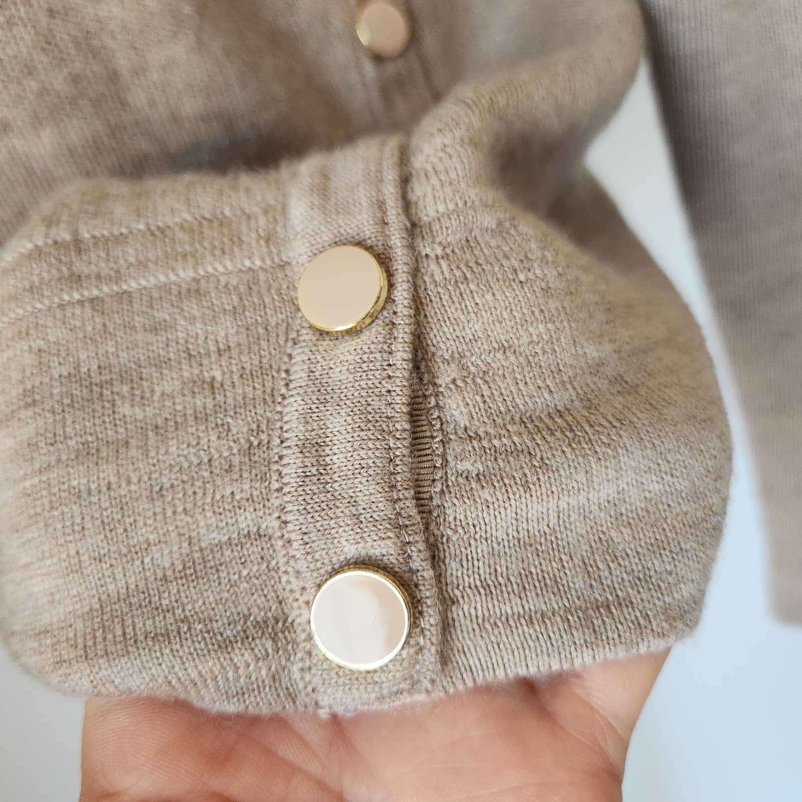 J.McLaughlin $258 Lucie Wool Crewneck Sweater Snap-Button Detail Beige Women's S - Thumbnail 5