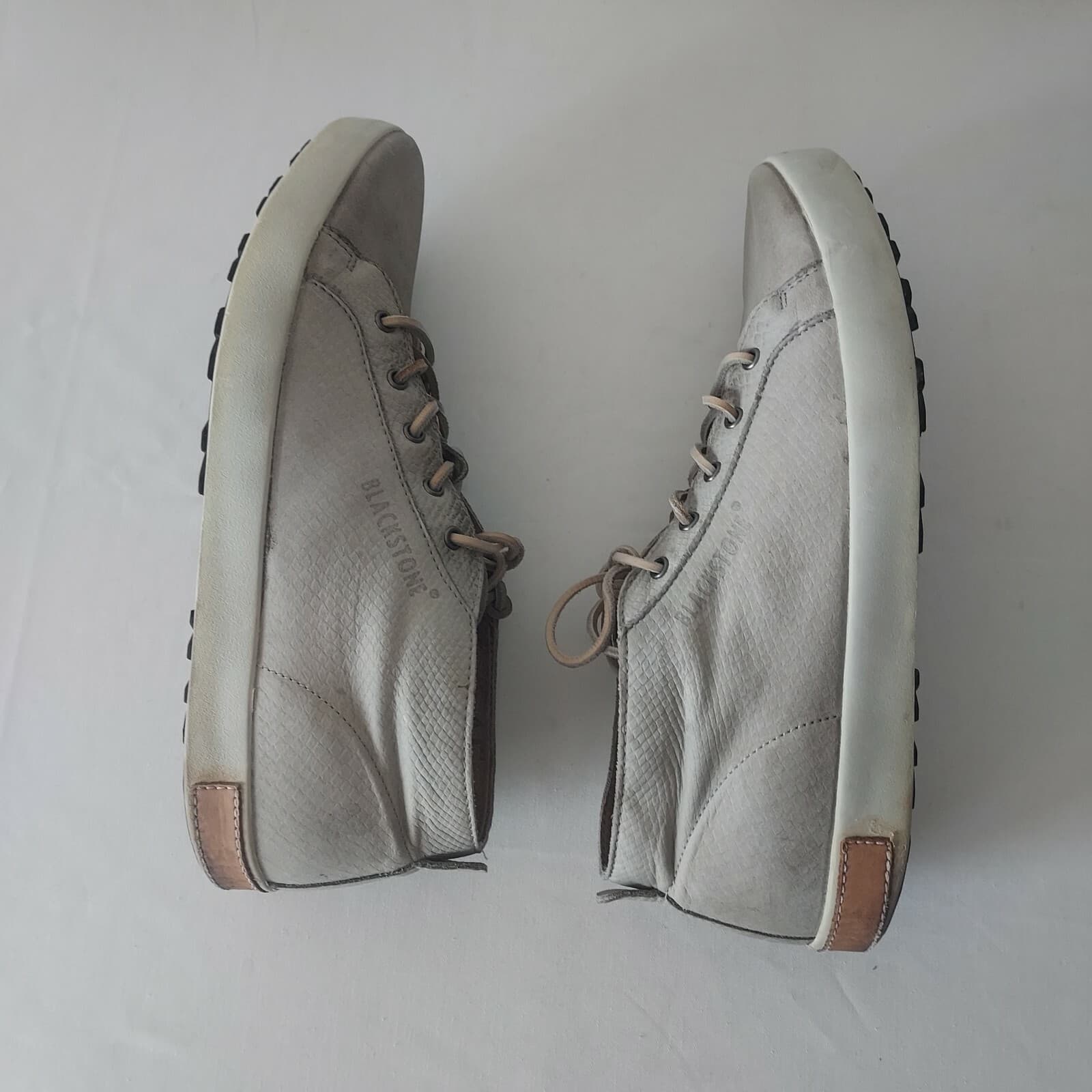 Original Blackstone JM-05 Leather Sneakers High-Top Lace-Up Grey Men EU45 US11 - Thumbnail 3