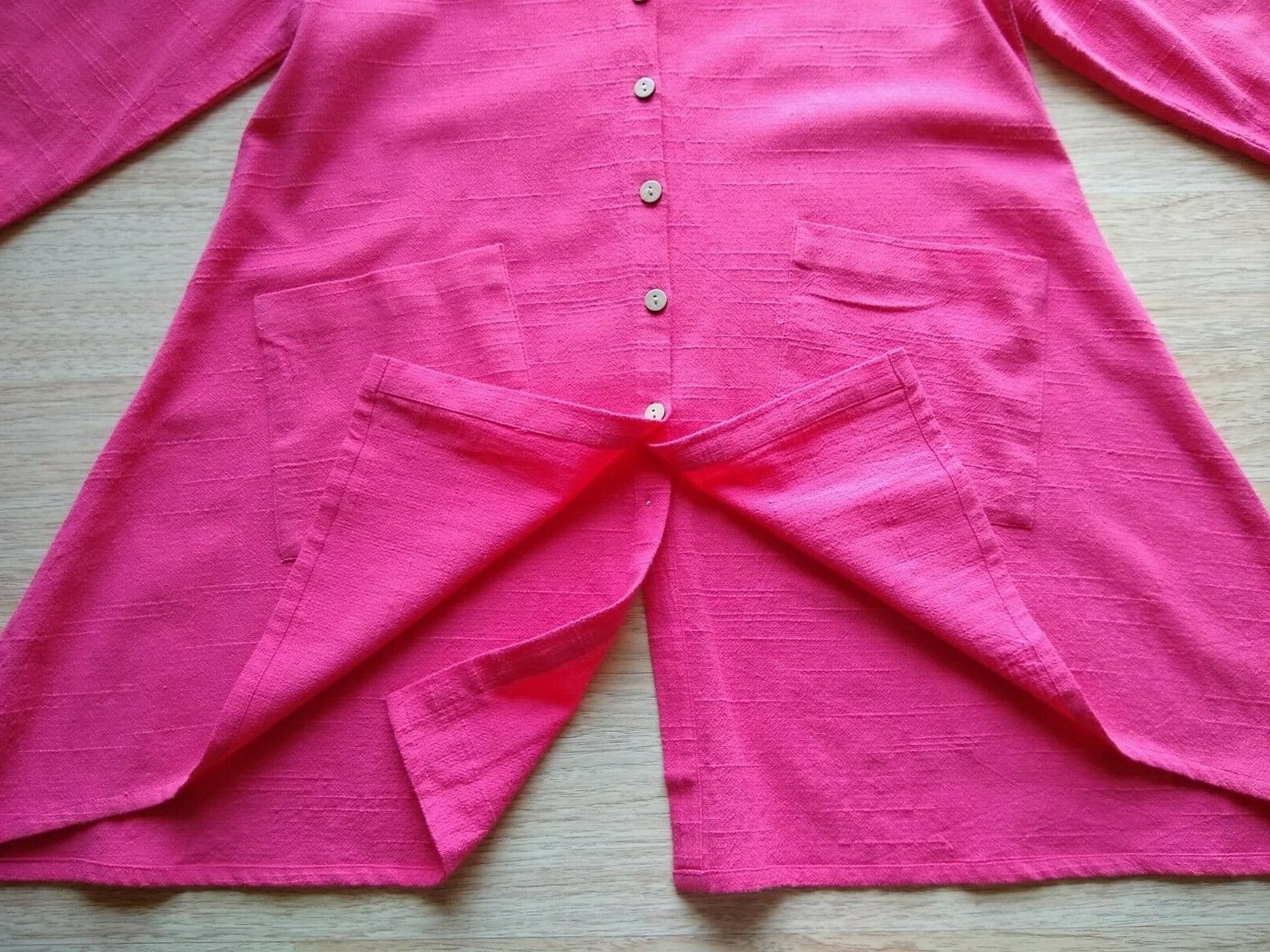 Habitat Clothes to Live In Tunic Top Button Front-Back Pocket Pink Oversize XS - Thumbnail 5