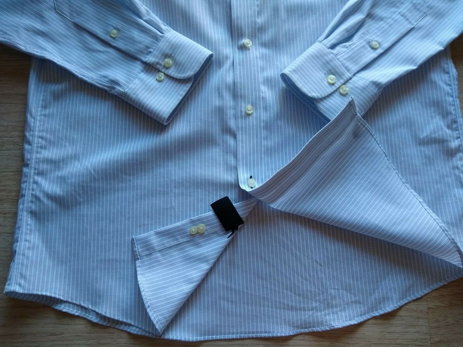 Lauren Ralph Lauren Non Iron Stretch Slim Fit Shirt Strip Blue White Men's 16.5 - Thumbnail 4