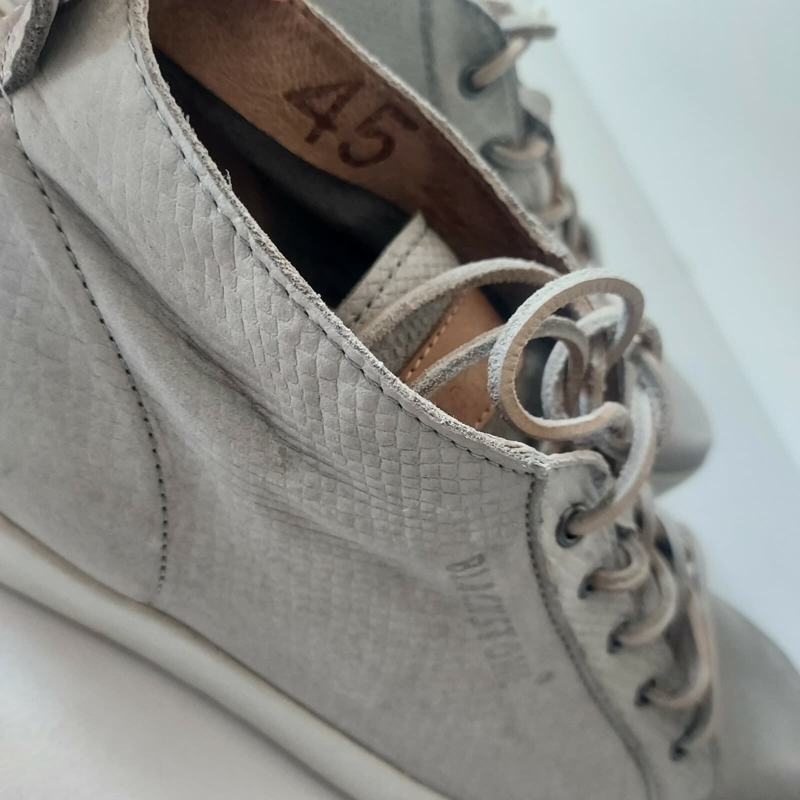 Original Blackstone JM-05 Leather Sneakers High-Top Lace-Up Grey Men EU45 US11 - Thumbnail 10