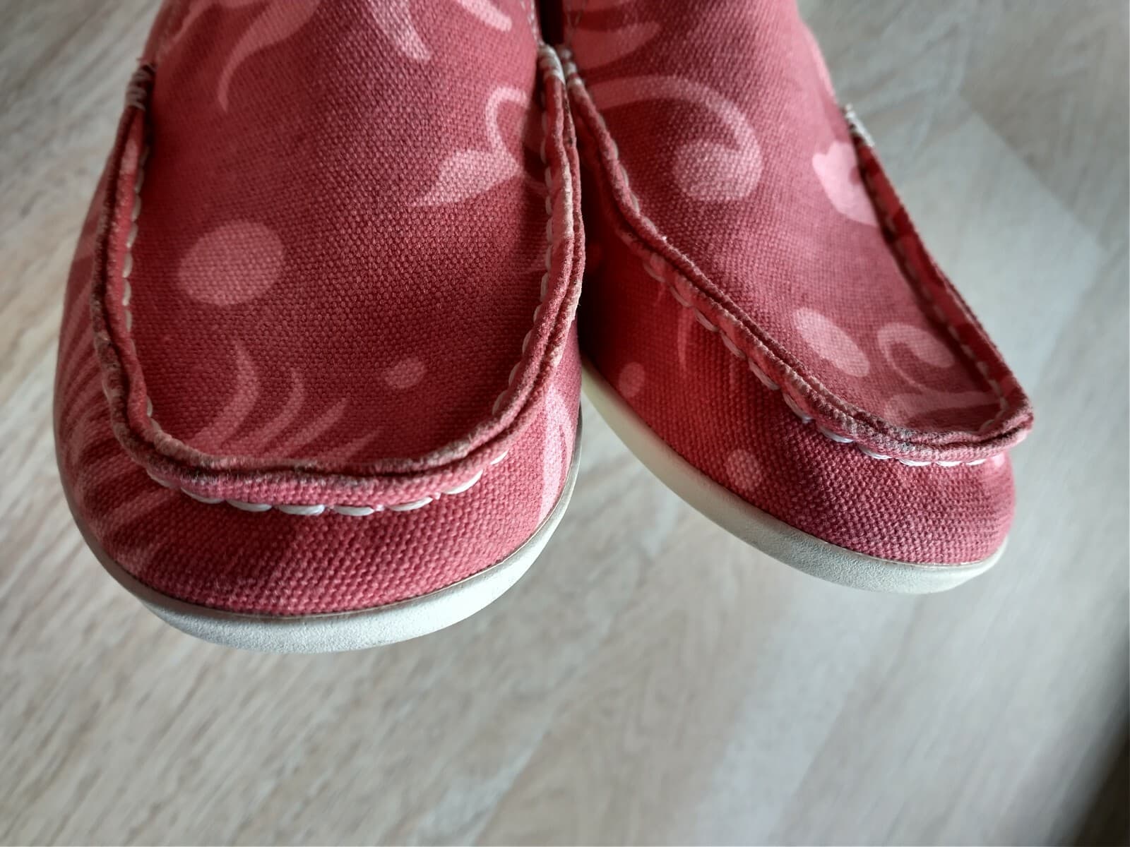 Olukai Nohea Canvas Print Slip On Shoes Drop in Heel Red Women US7 EU37 - Thumbnail 7