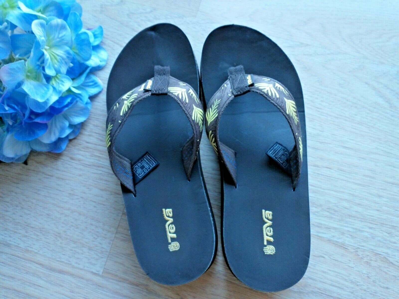 Teva Leaf Wedge Thong Sandal Flit Flop 1.5" Heel High Brown Yellow Women US9 - Thumbnail 3