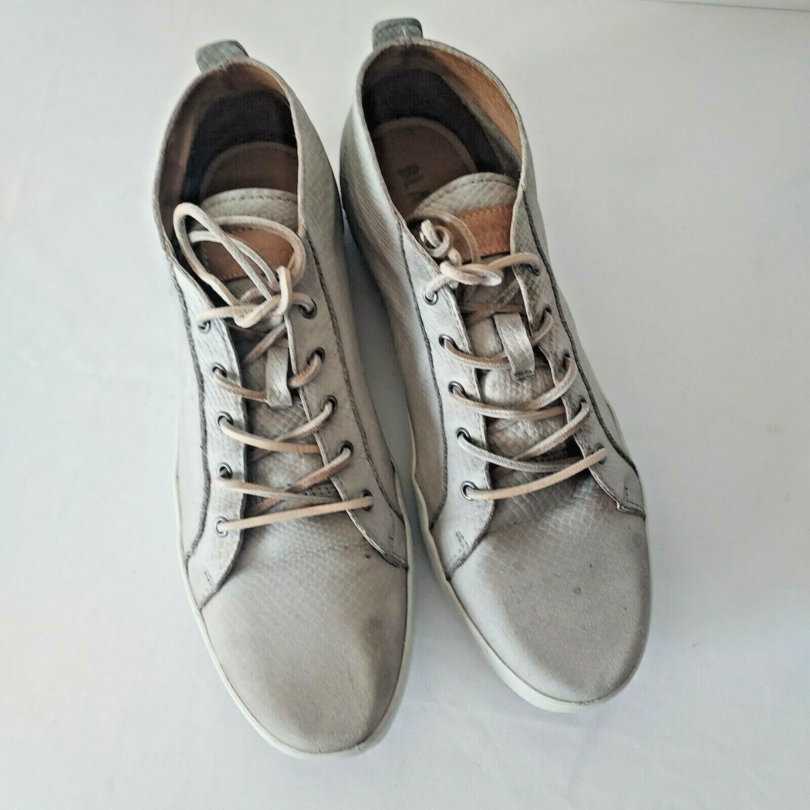Original Blackstone JM-05 Leather Sneakers High-Top Lace-Up Grey Men EU45 US11 - Thumbnail 2