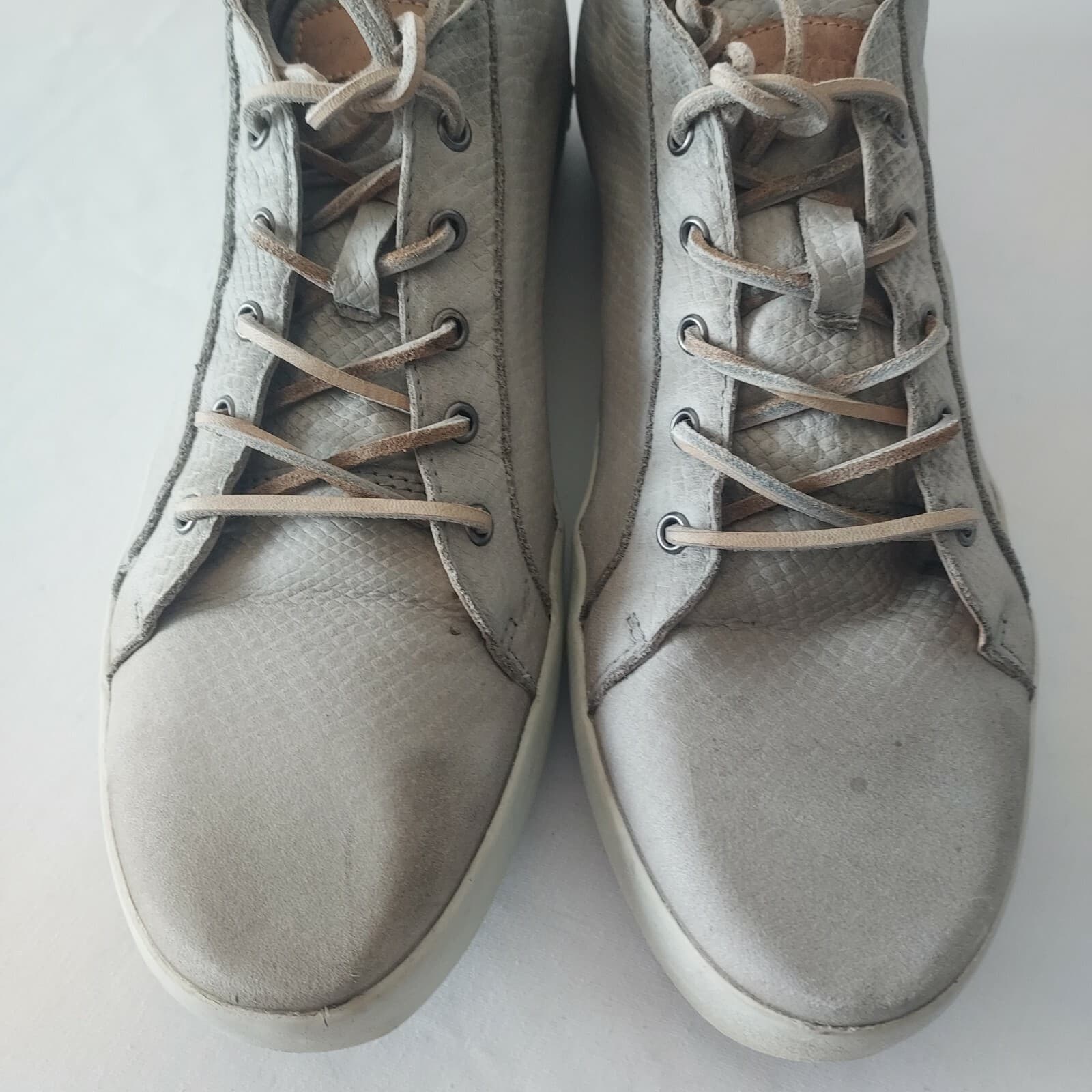Original Blackstone JM-05 Leather Sneakers High-Top Lace-Up Grey Men EU45 US11 - Thumbnail 6