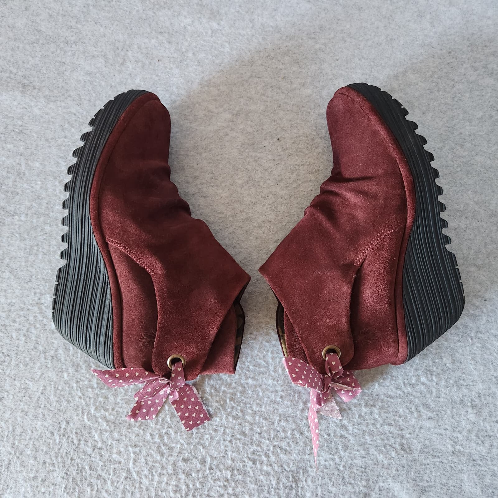 FLY LONDON Yama Rust Oil Suede Tie-Back Wedge Ankle Boots Red-Brick Women's EU37 - Thumbnail 4