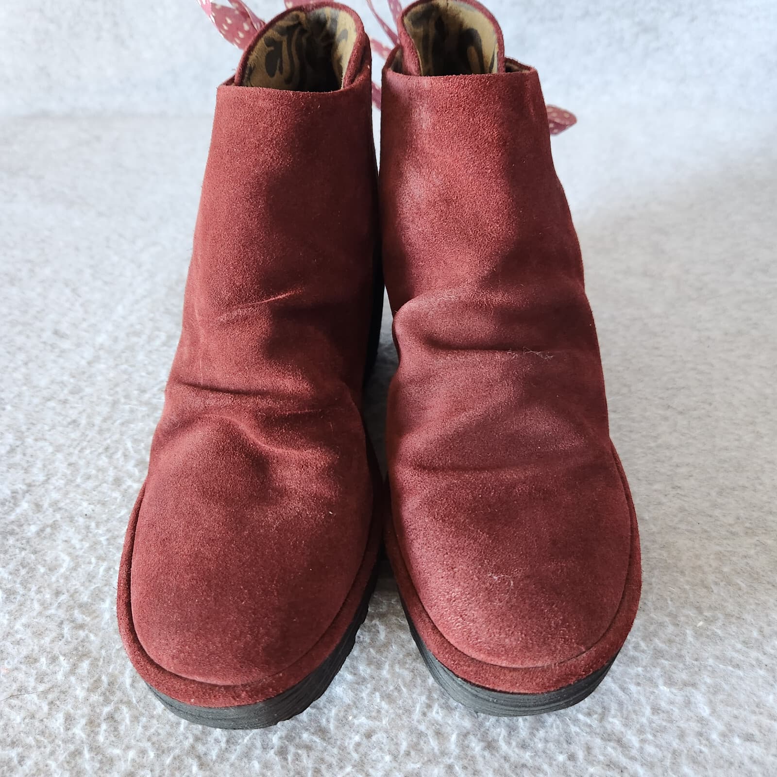 FLY LONDON Yama Rust Oil Suede Tie-Back Wedge Ankle Boots Red-Brick Women's EU37 - Thumbnail 10