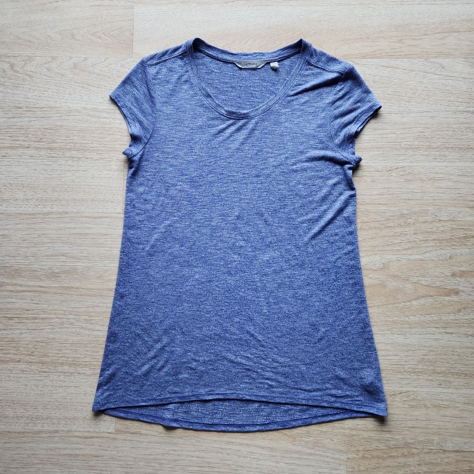 ATHLETA Burnout Activewear Tee-Shirt Cap Sleeve Scoop Neck Blue Women Sz.S - Thumbnail 3