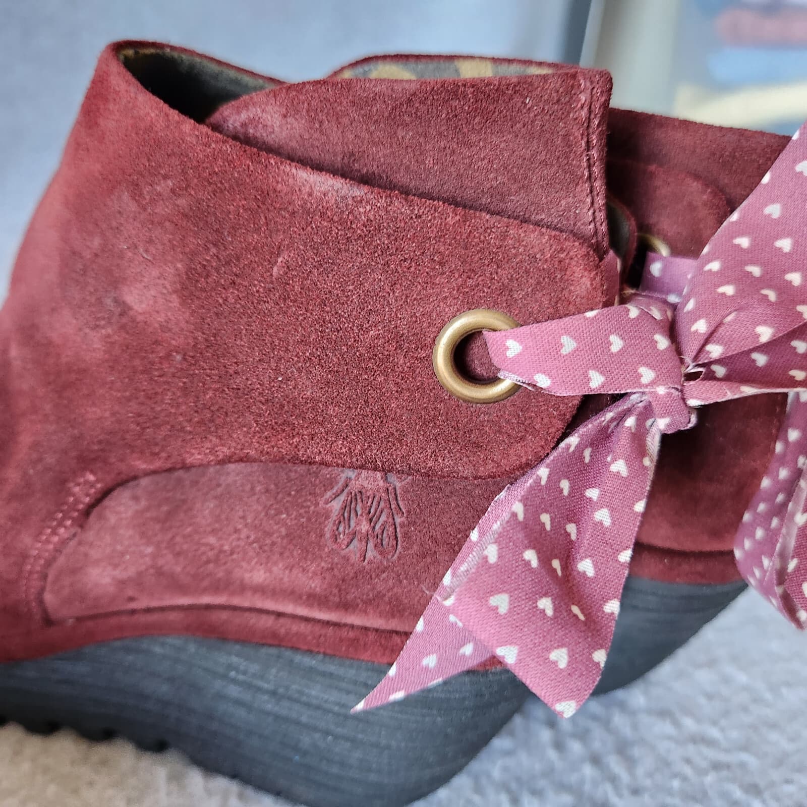 FLY LONDON Yama Rust Oil Suede Tie-Back Wedge Ankle Boots Red-Brick Women's EU37 - Thumbnail 8