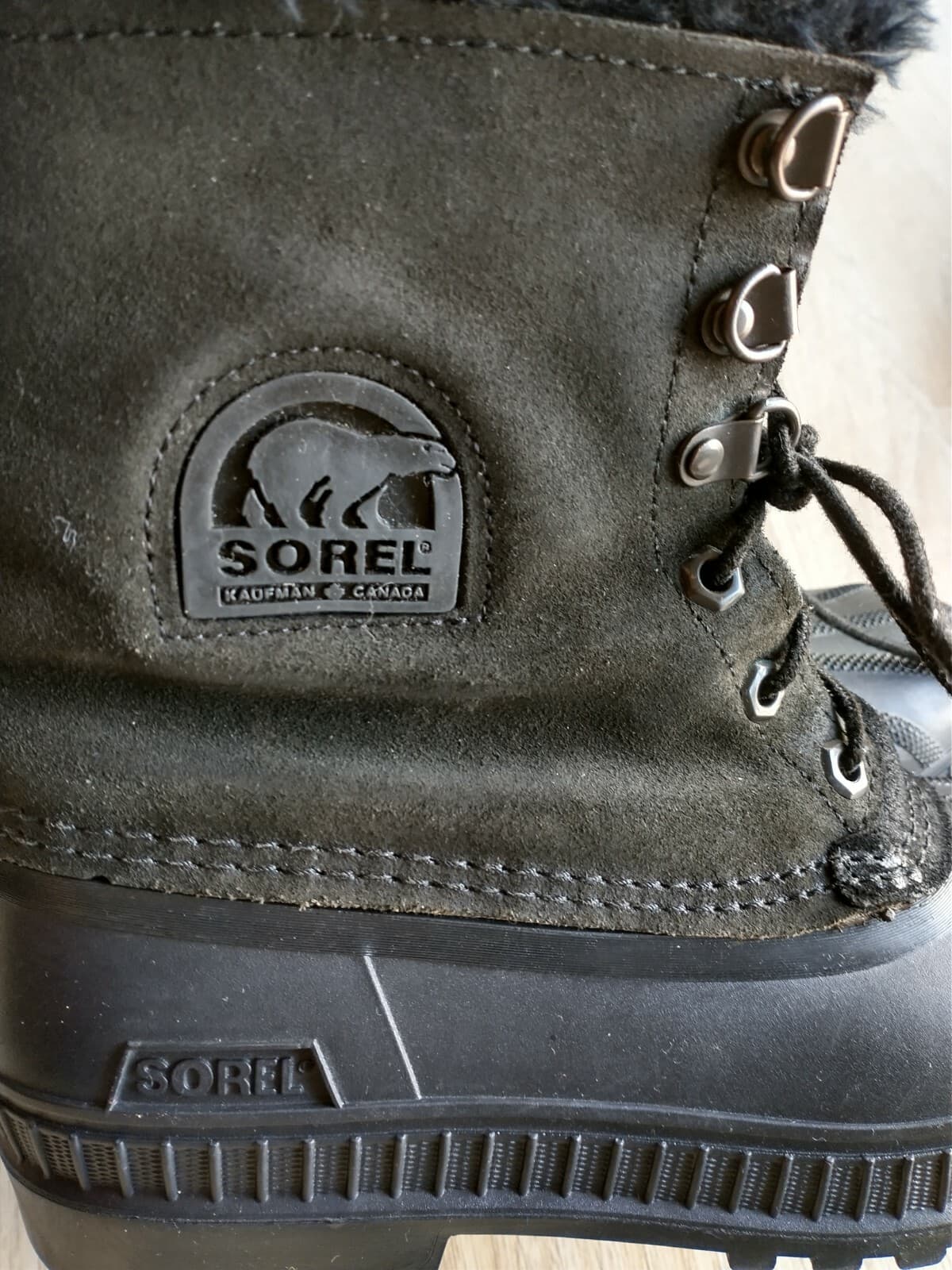SOREL Caribou Suede Winter Boots Mid Calf Fires Lined Women US5 Made in Canada - Thumbnail 9