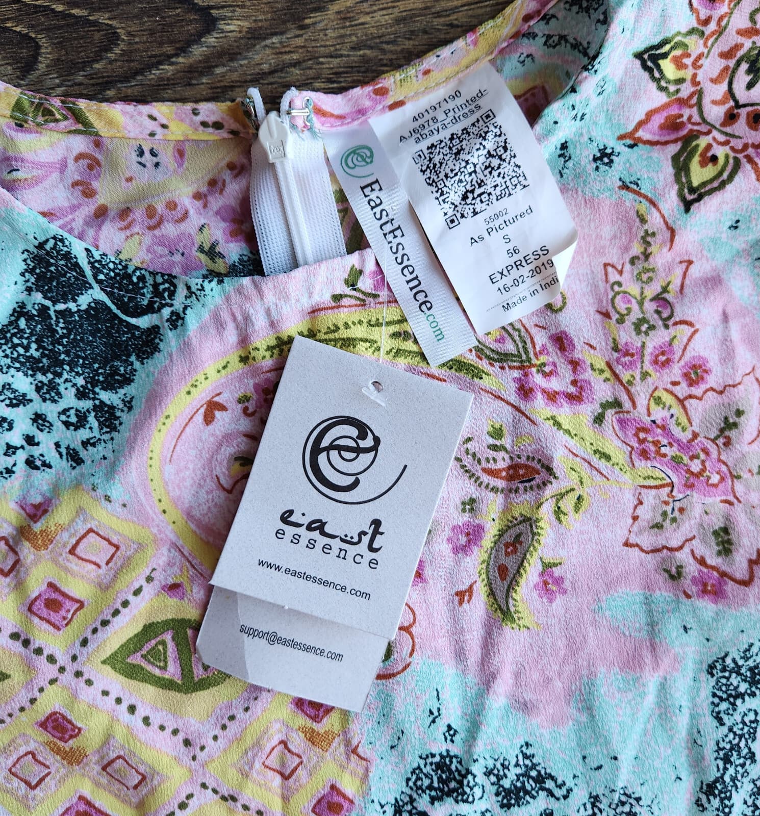 NWT East Essence Floral Paisley Maxi Abaya Dress Long Sleeve Multicolor Womens S - Thumbnail 7