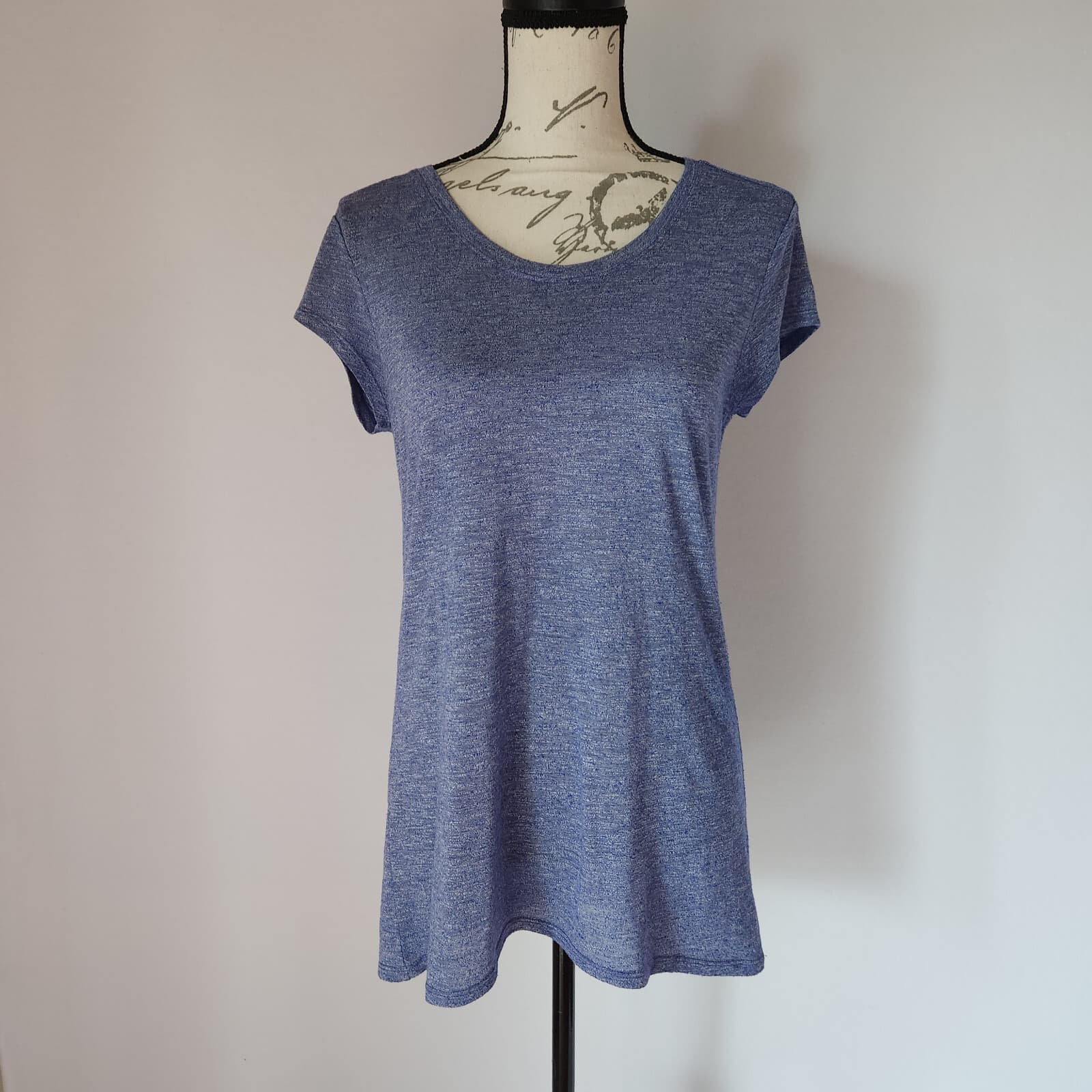 ATHLETA Burnout Activewear Tee-Shirt Cap Sleeve Scoop Neck Blue Women Sz.S - Thumbnail 2
