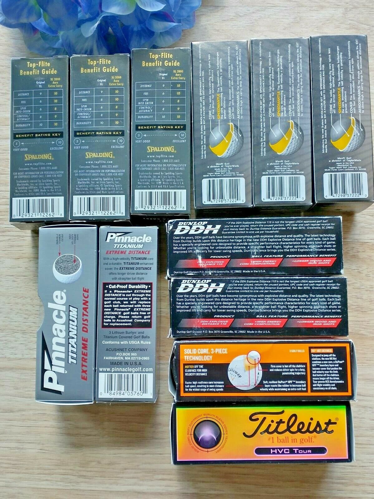 NEW Golf Ball Mixed Lot of 36 12 Packs Dunlop Pinnacle Maxfli Spalding Callaway - Thumbnail 2