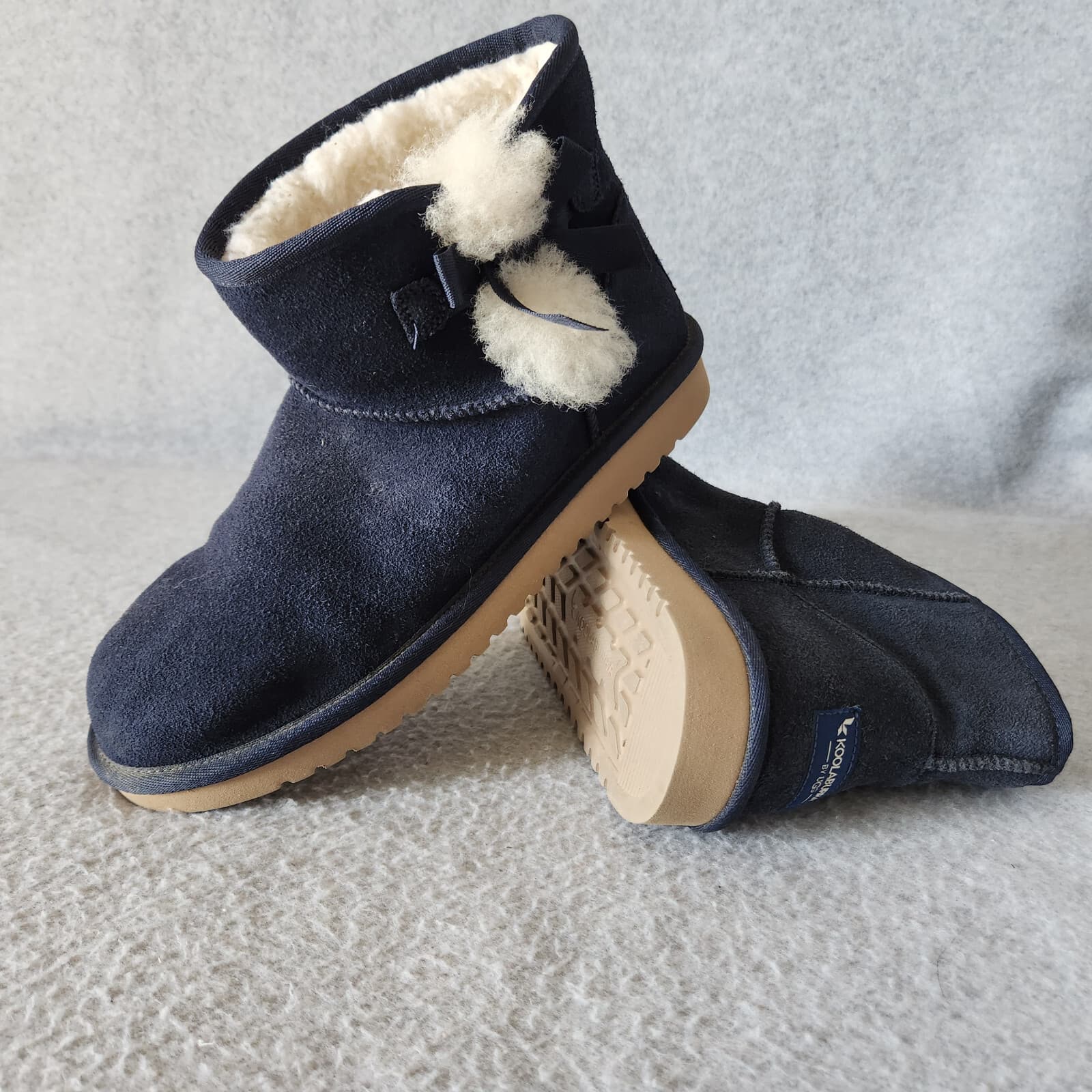 Koolaburra by UGG Victoria Mini Blue Suede sheepskin sockliner Boots Women's US8 - Thumbnail 2