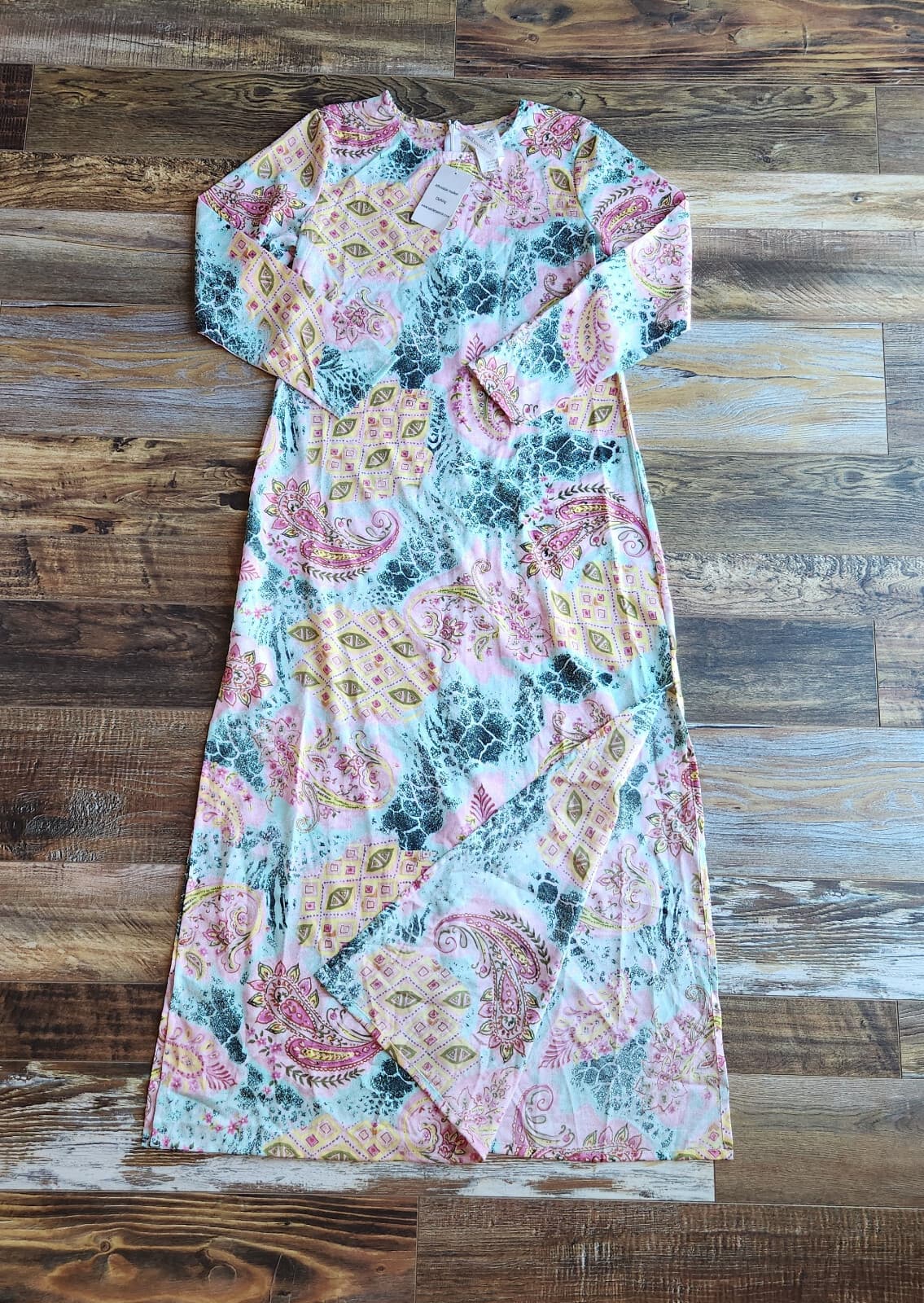 NWT East Essence Floral Paisley Maxi Abaya Dress Long Sleeve Multicolor Womens S - Thumbnail 4