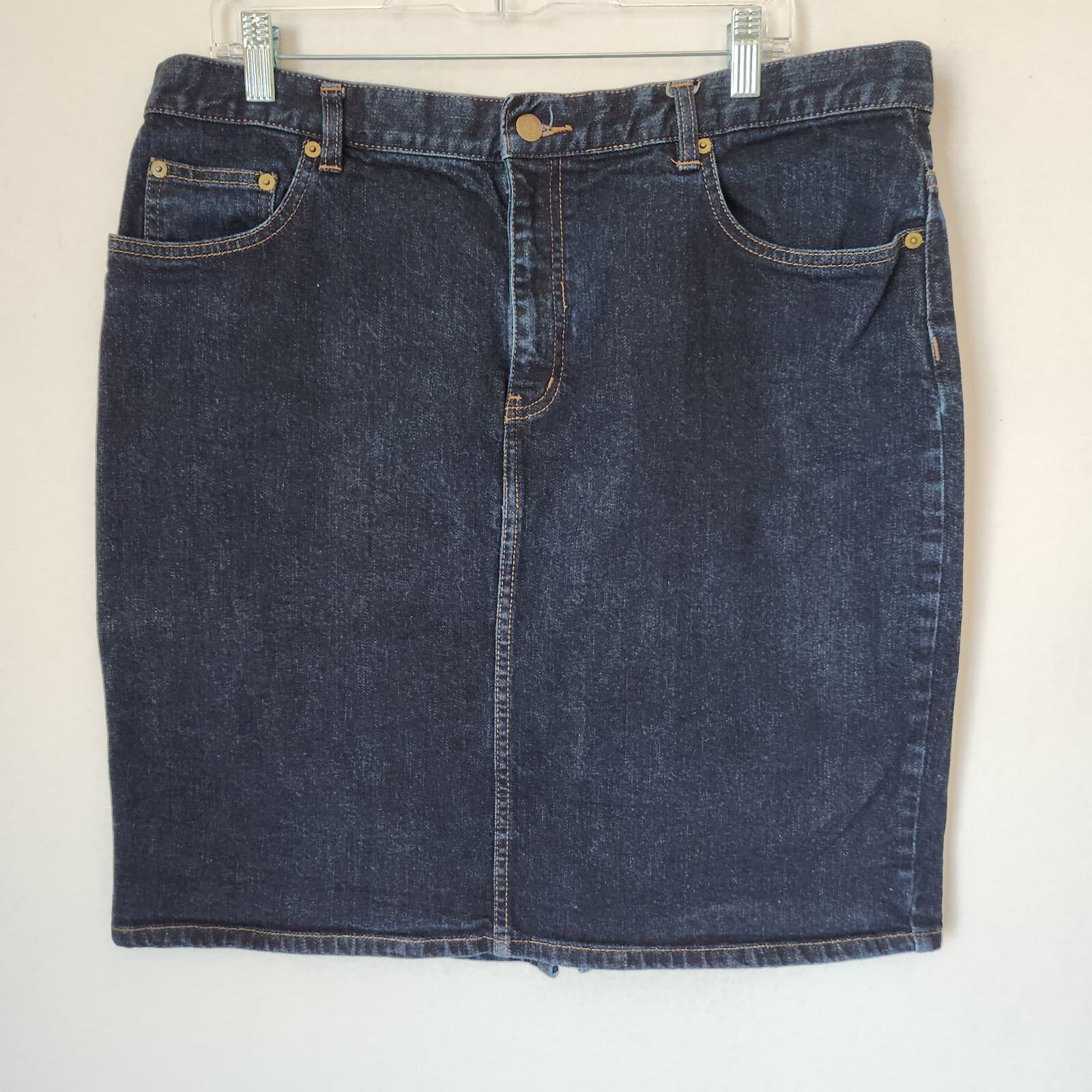 Vintage Lauren Jeans Co. Ralph Lauren Denim Pencil Skirt Front-Zip Stretch Sz.16 - Thumbnail 2