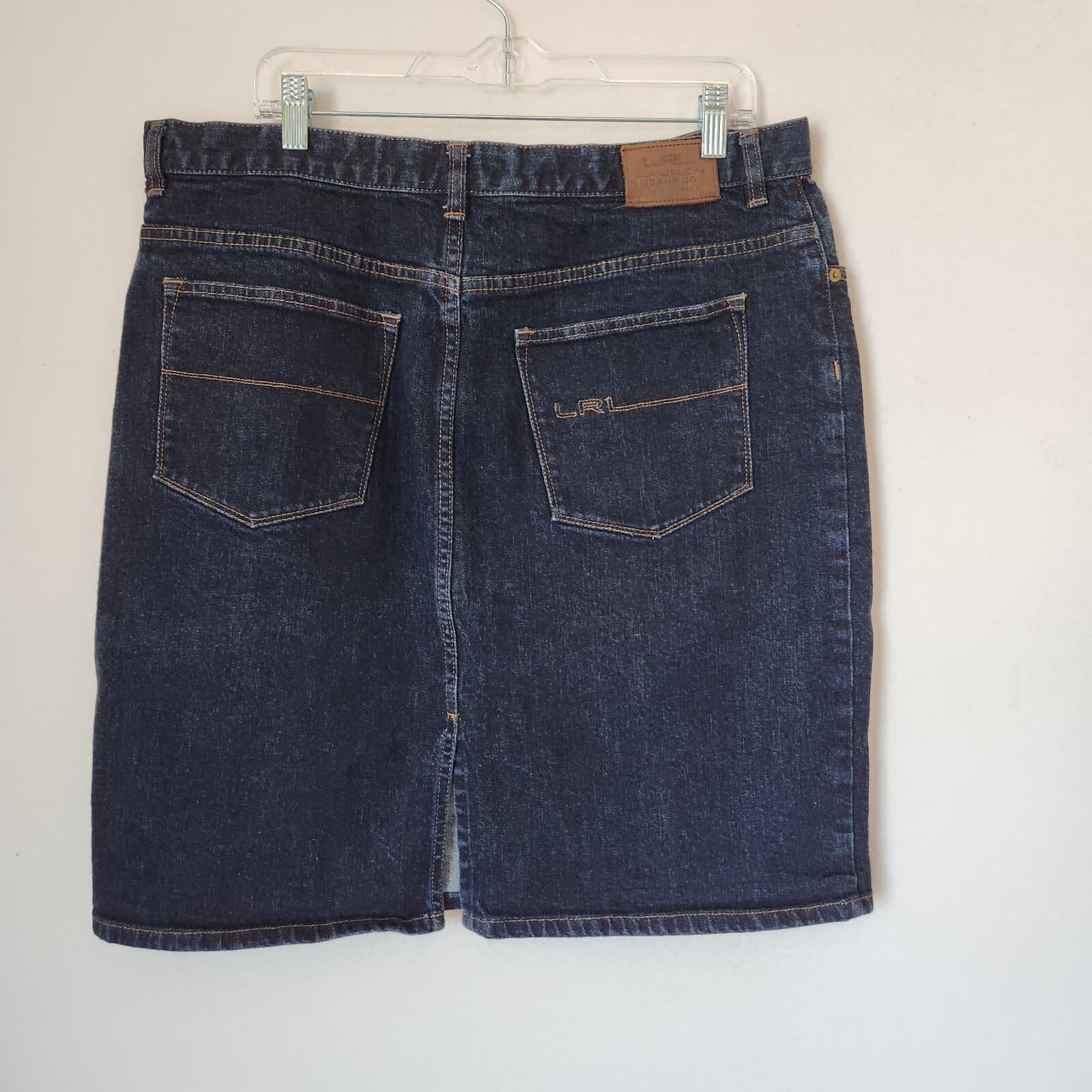 Vintage Lauren Jeans Co. Ralph Lauren Denim Pencil Skirt Front-Zip Stretch Sz.16 - Thumbnail 3
